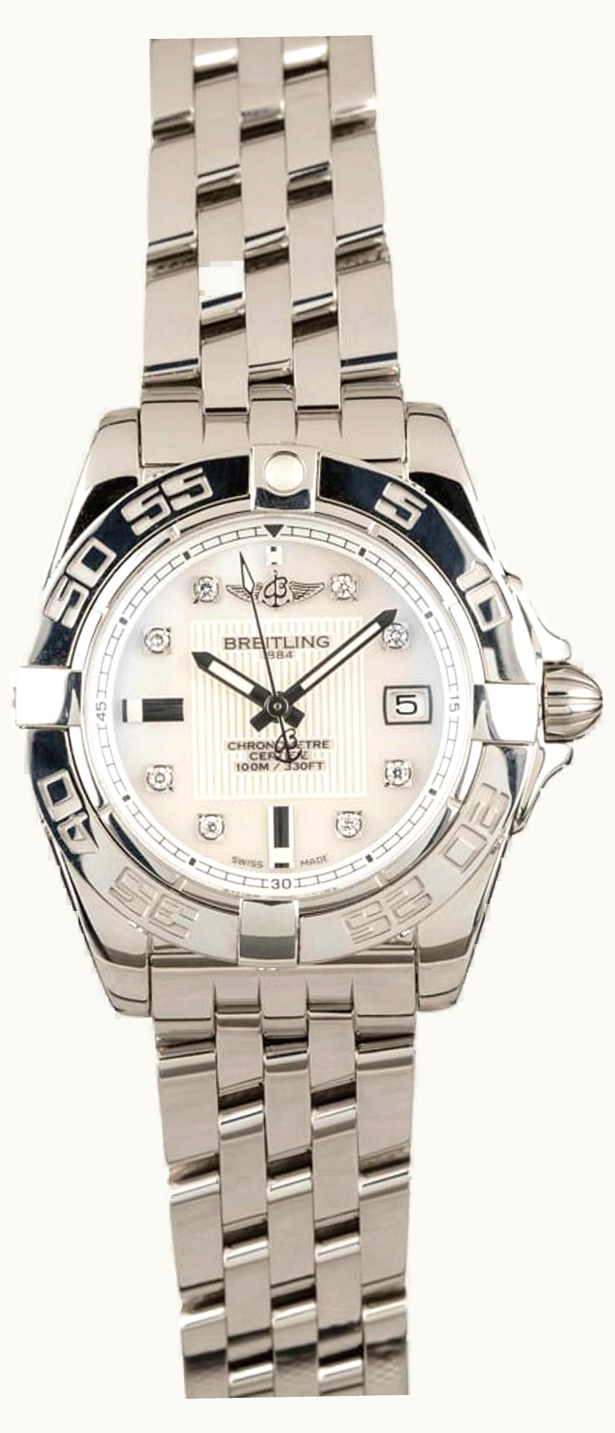 Breitling Galactic 32 Stainless Steel / Pearl Diamond / Calf