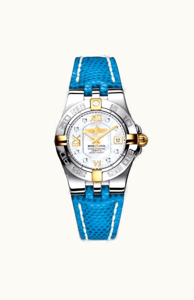 Breitling Galactic 30 Two Tone MOP / Diamond / Blue Teju