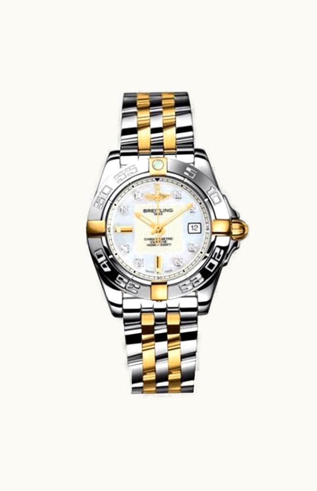 Breitling Galactic 32 Two Tone MOP / Diamond / Alligator