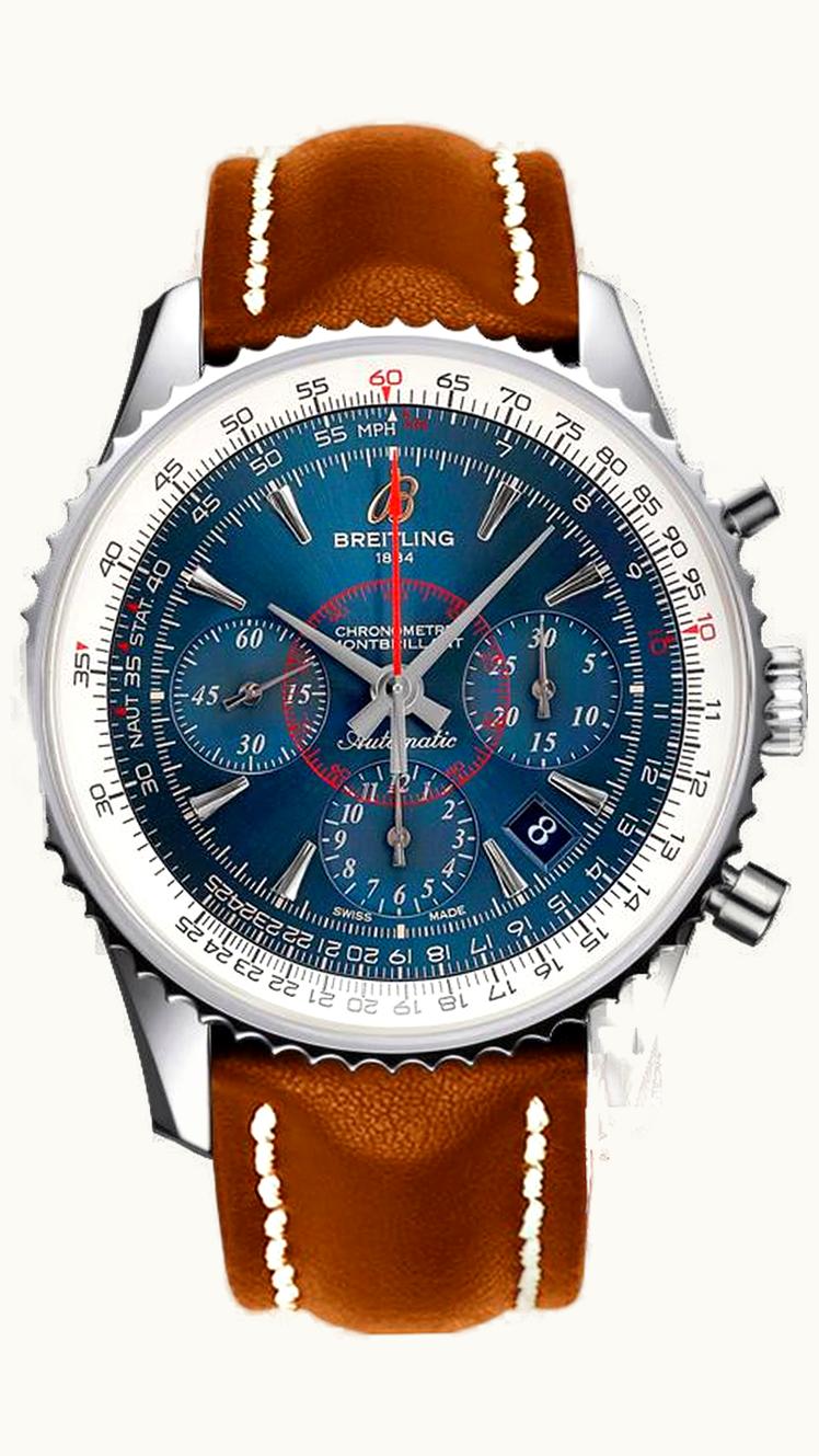 Breitling Montbrillant 01 Red Gold / Aurora Blue / Croco