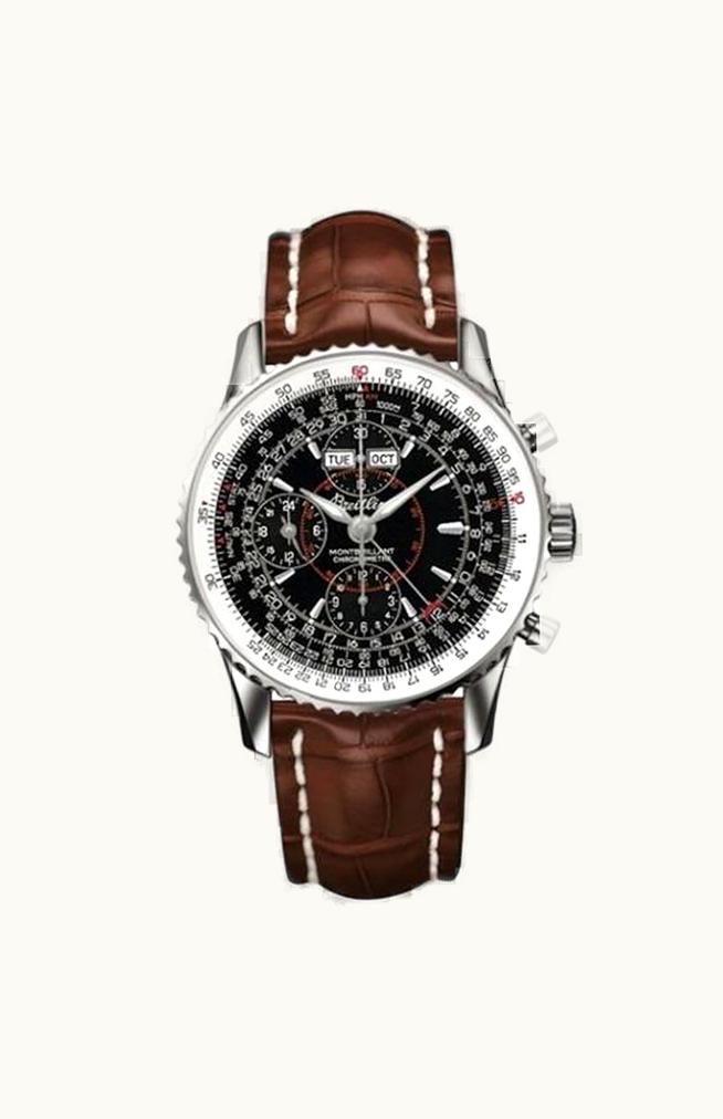 Breitling Montbillant Datora Black / Brown Alligator