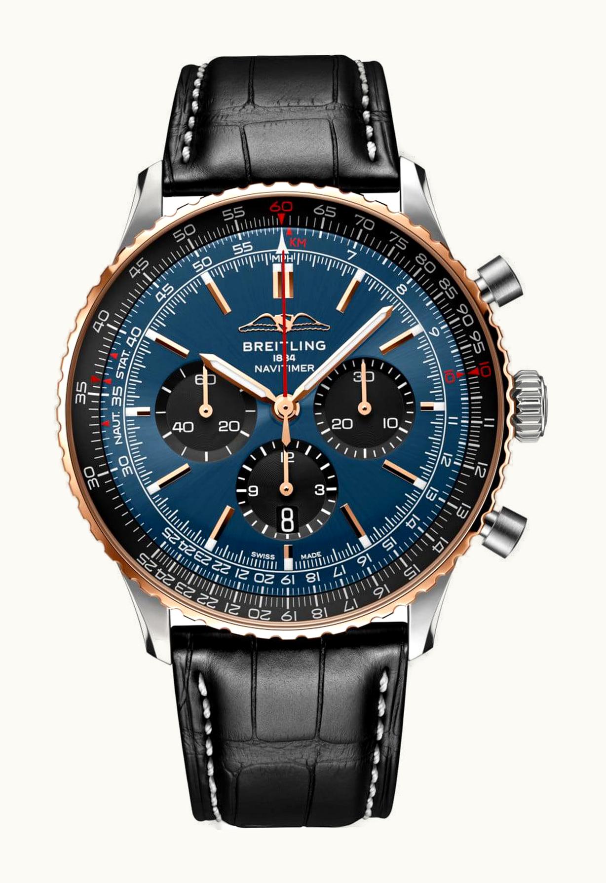 Breitling Navitimer B01 Chronograph 46 Stainless Steel - Red Gold / Blue / USA