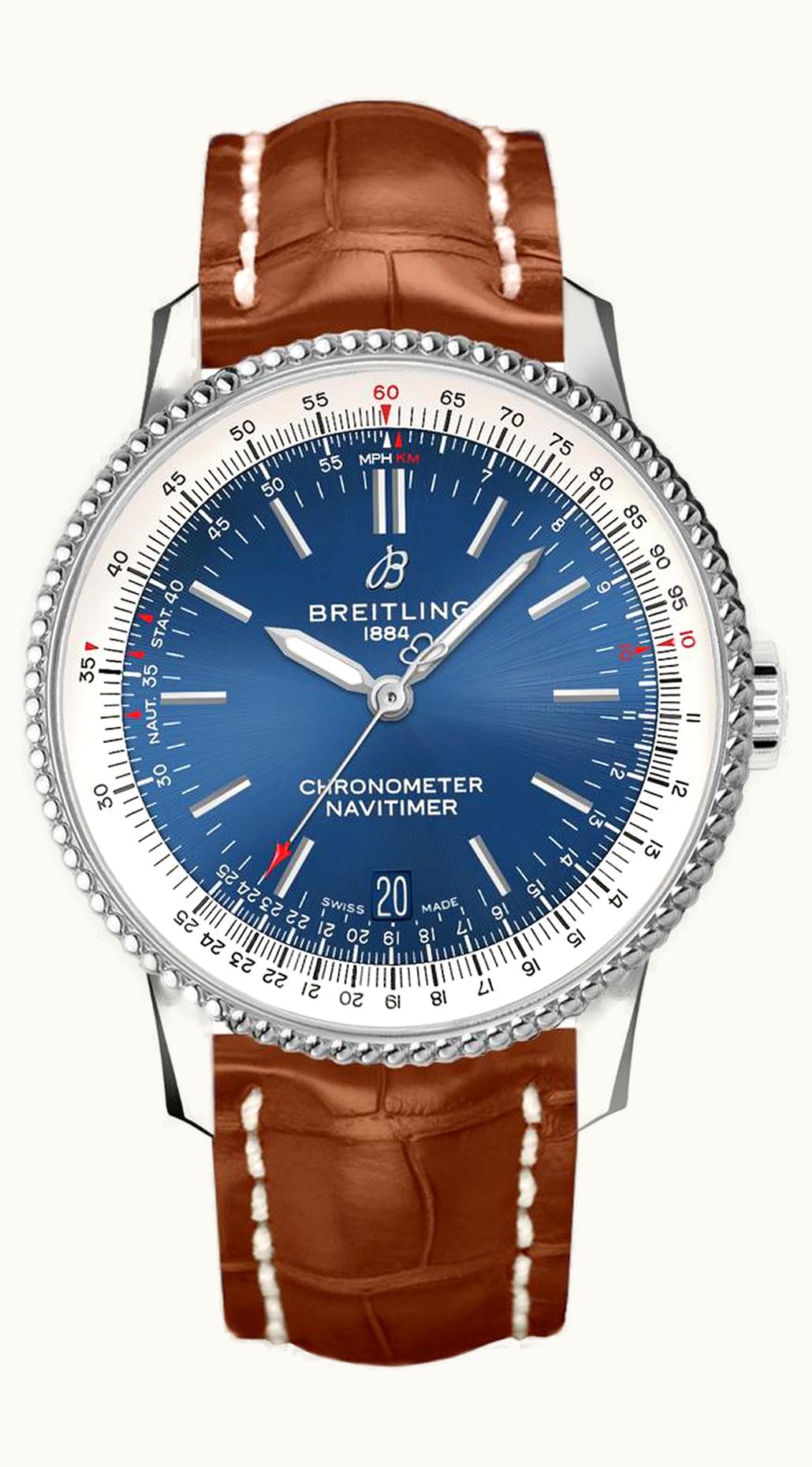 Breitling Navitimer 1 38 Automatic Stainless Steel / Blue / Croco / Pin