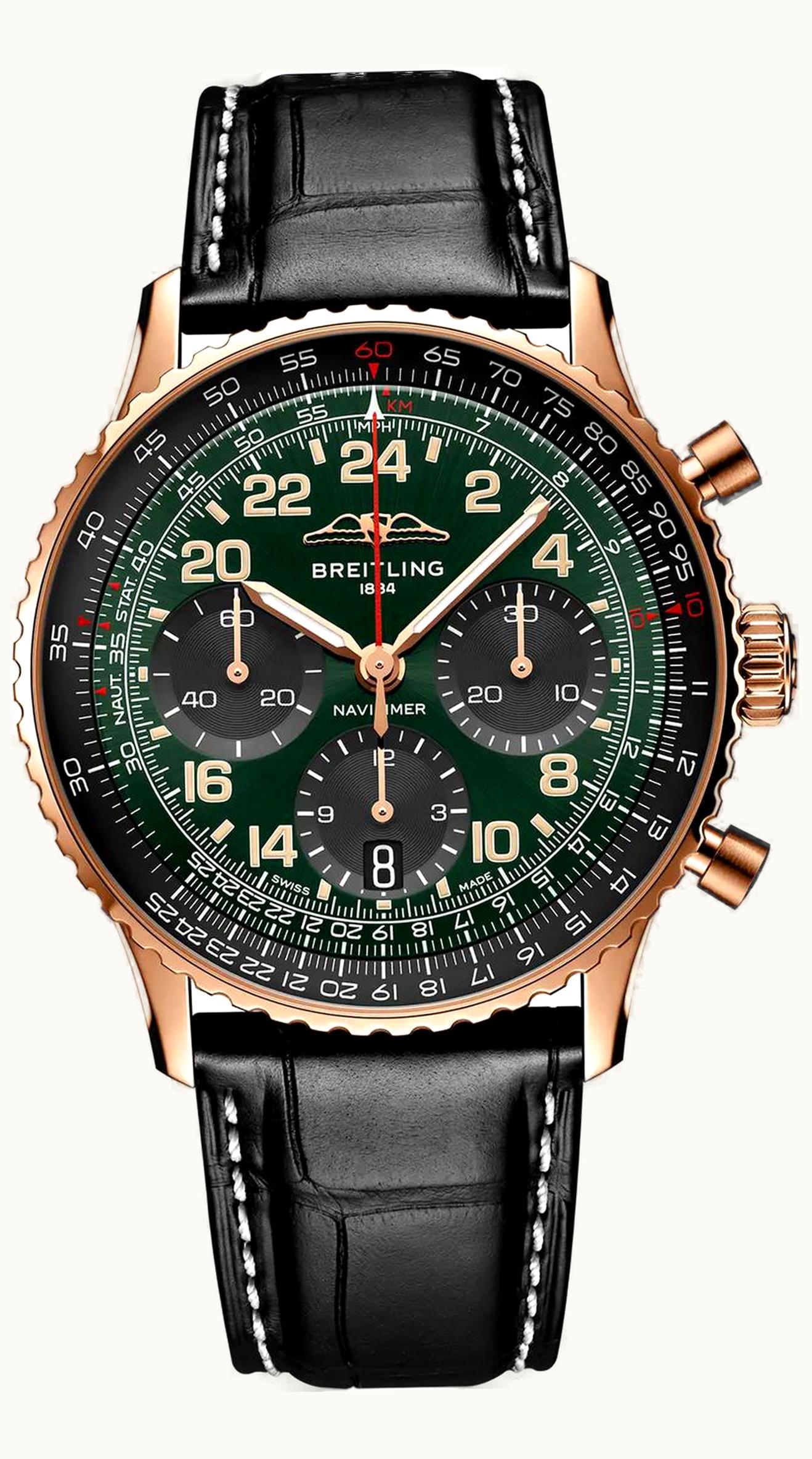 Breitling Navitimer B12 Chronograph 41 Cosmonaute Red Gold / Green