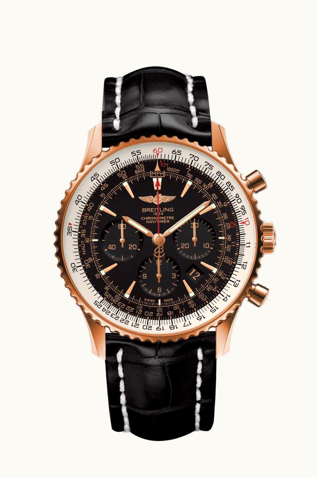 Breitling Navitimer 01 46 Red Gold / Black / Croco / Pin