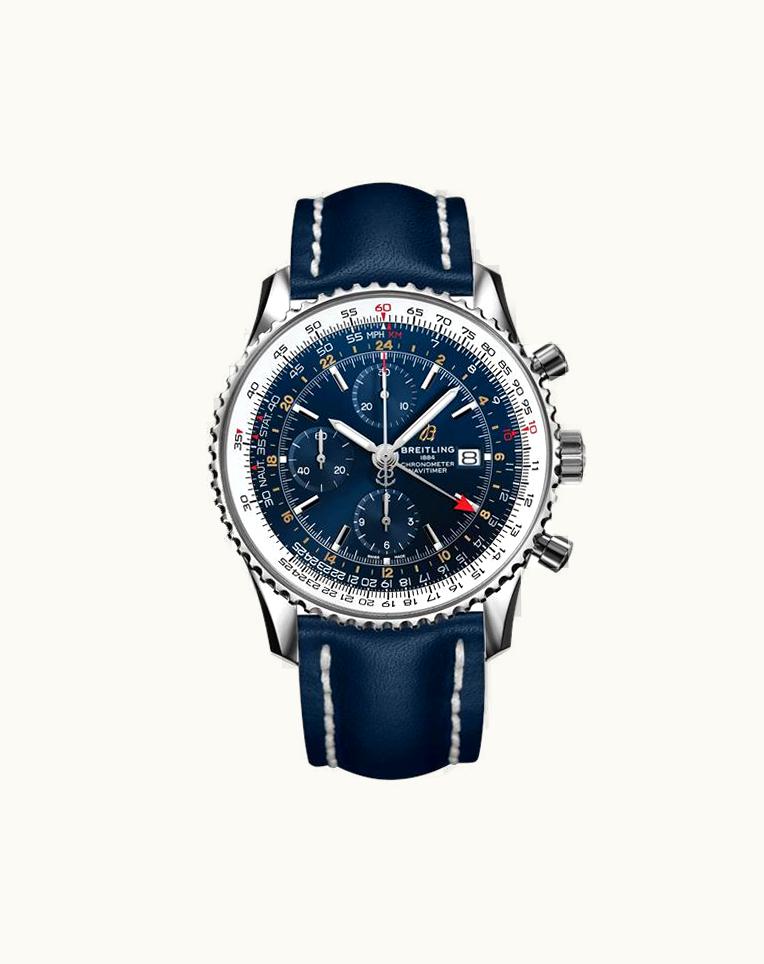 Breitling Navitimer 1 Chronograph GMT Stainless Steel / Blue / Calf / Pin