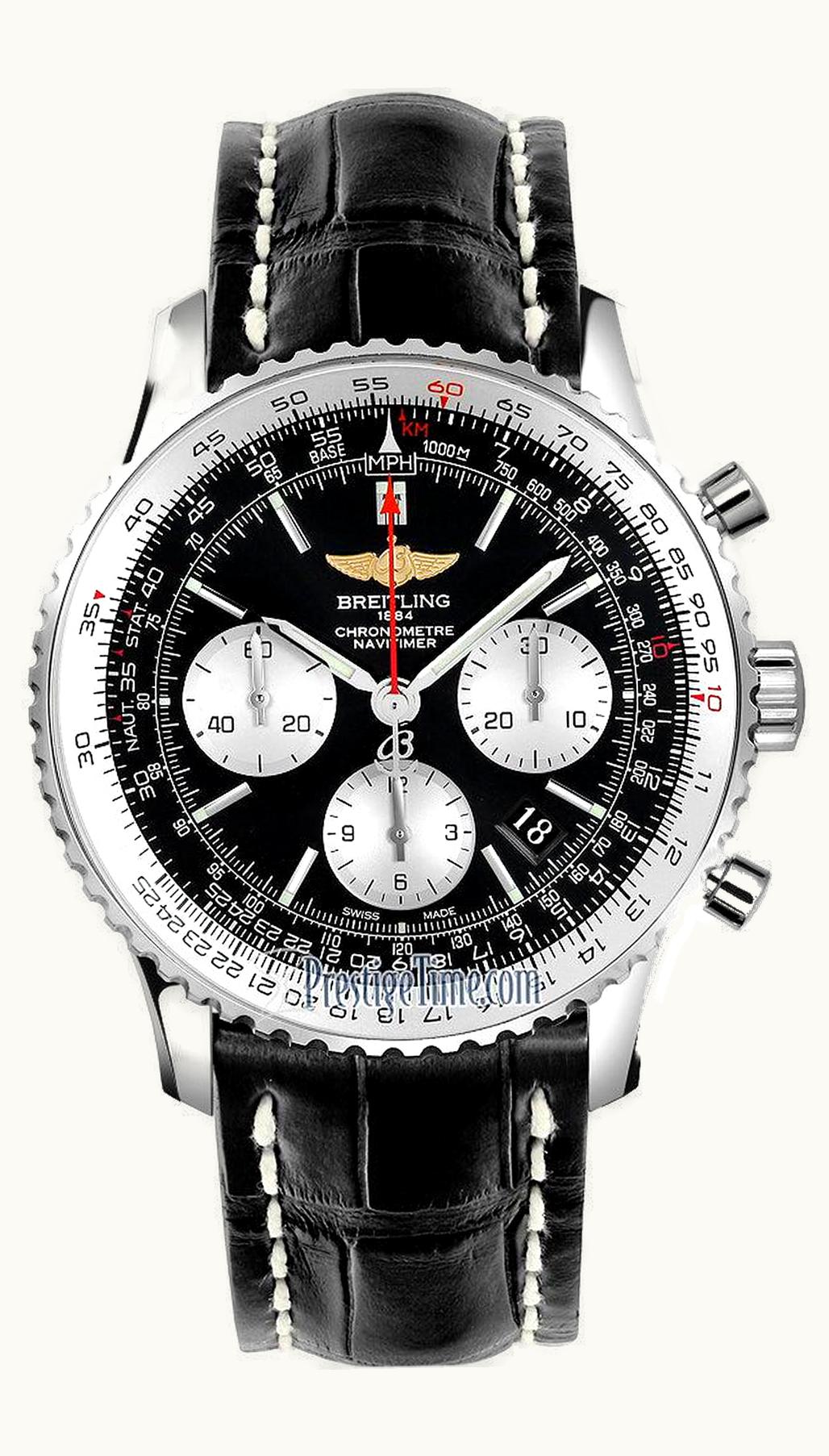 Breitling Navitimer 01 43 Stainless Steel / Black / Calf / Pin
