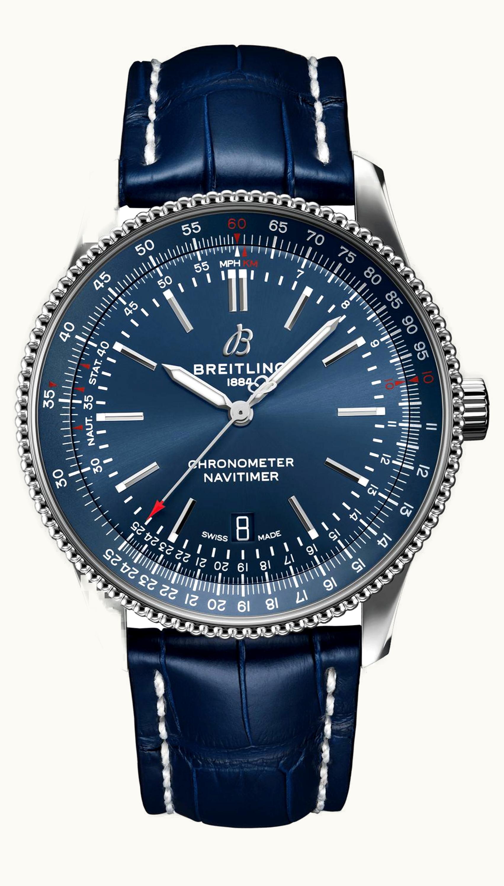 Breitling Navitimer Automatic 41 Automatic Stainless Steel / Blue / Croco / Pin