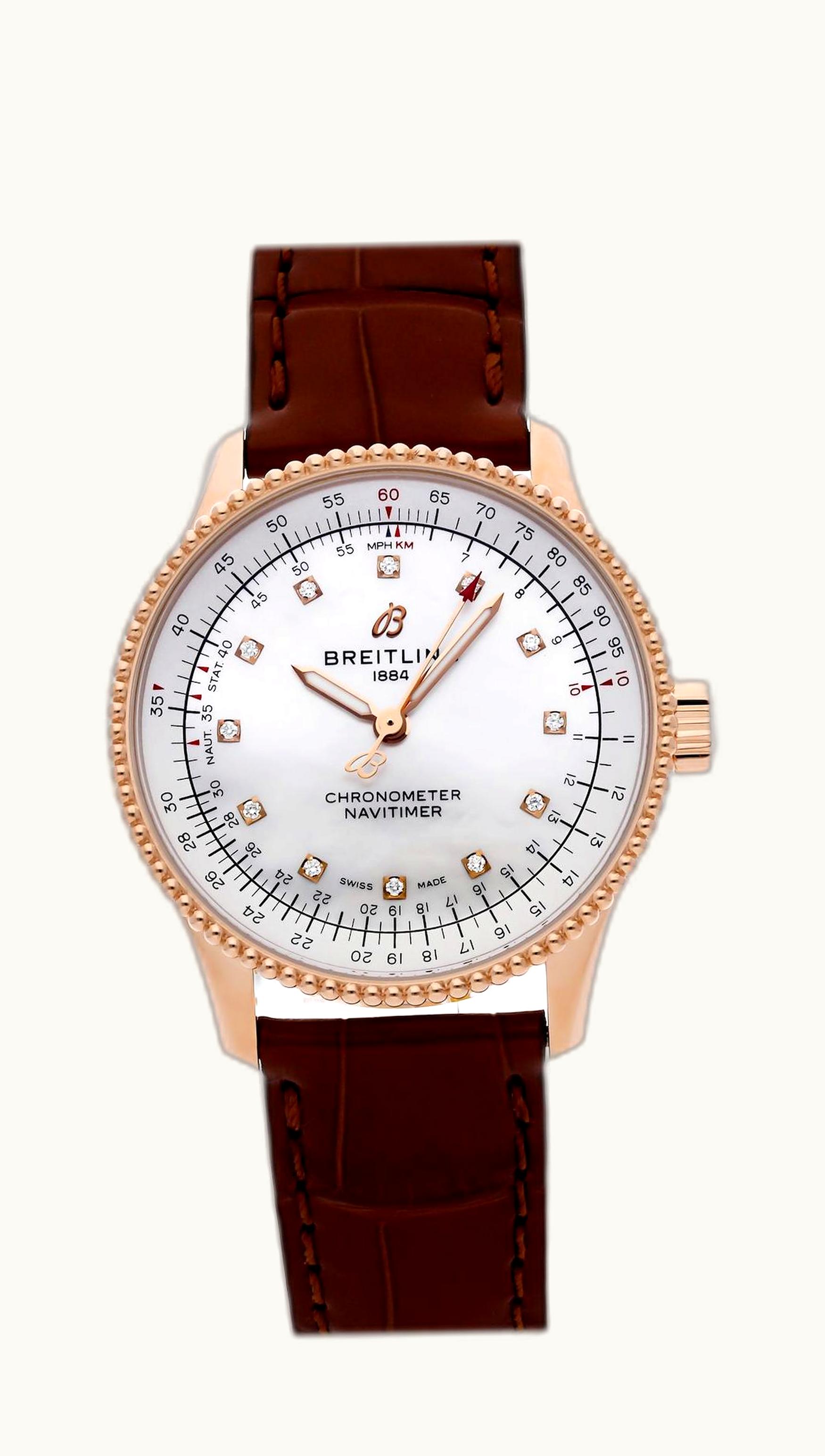 Breitling Navitimer 1 35 Automatic Red Gold - Diamond / MOP / Bracelet
