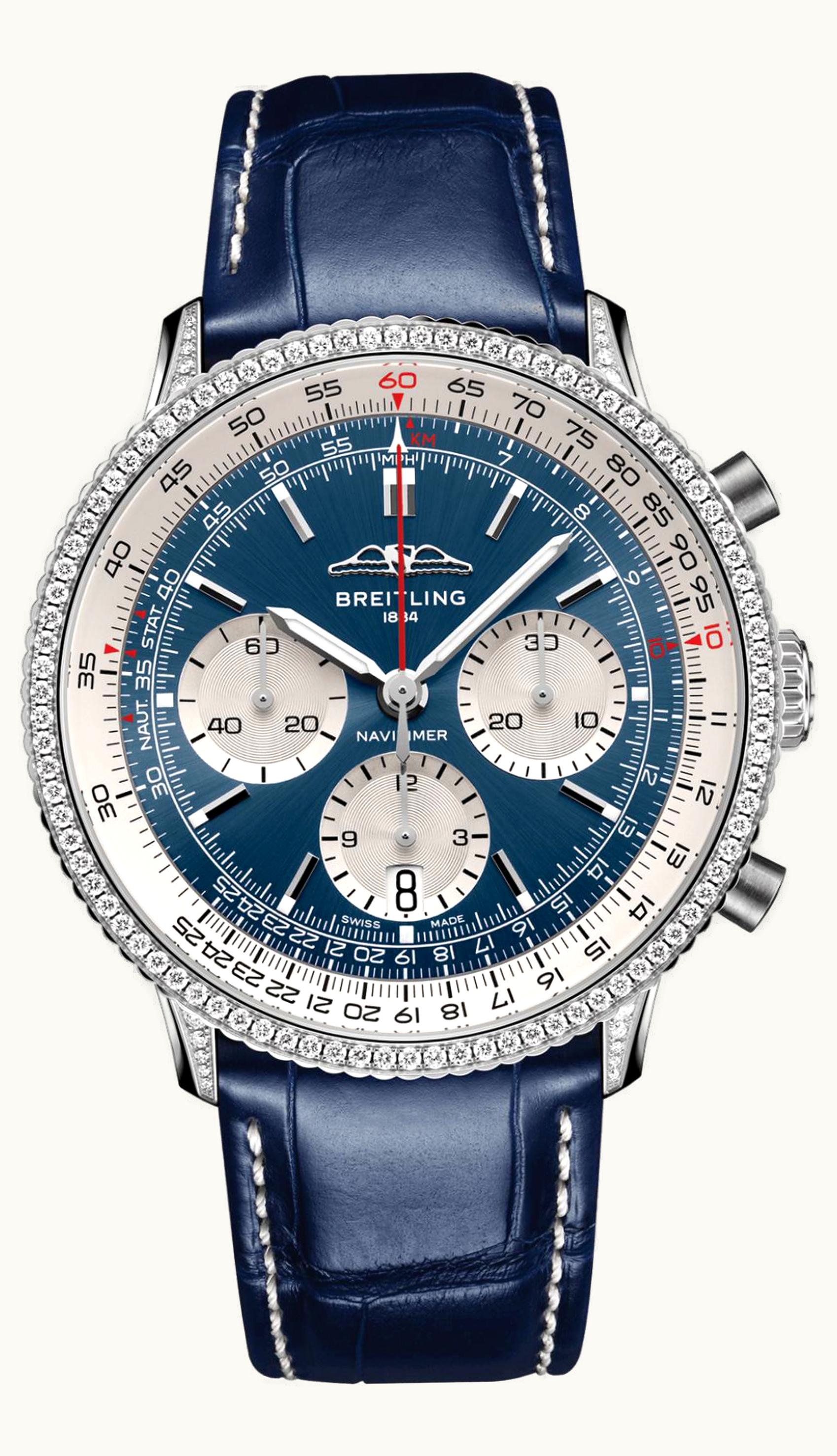 Breitling Navitimer B01 Chronograph 41 Stainless Steel - Diamond / Blue / Alligator