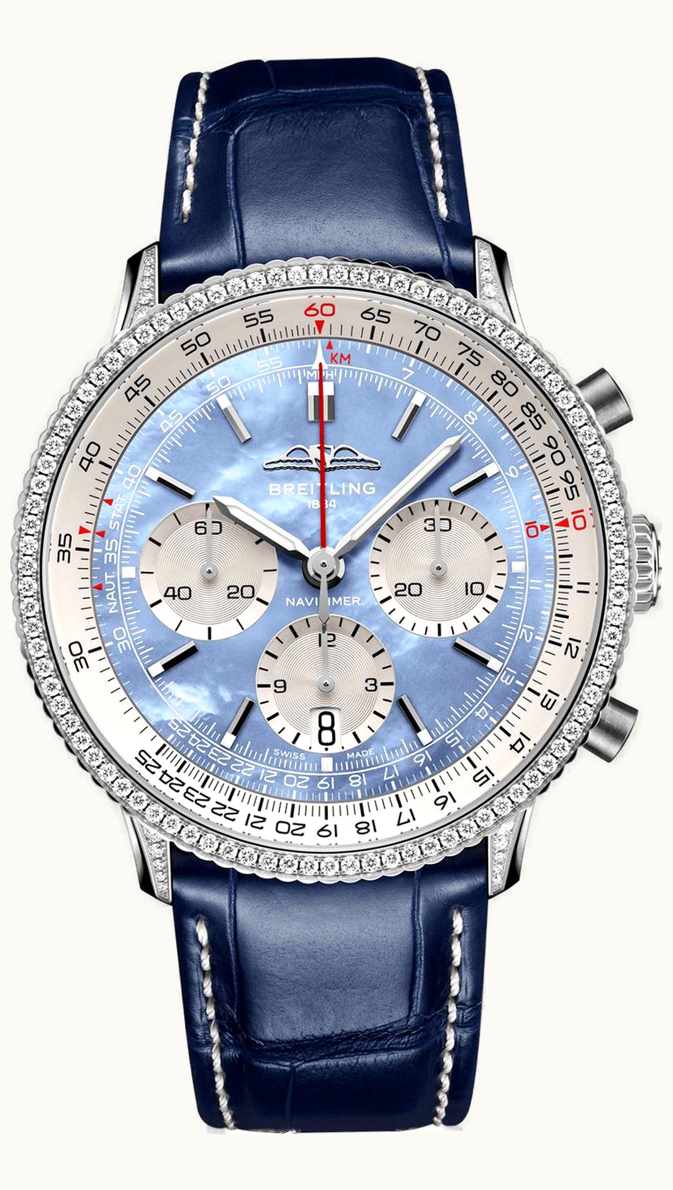 Breitling Navitimer B01 Chronograph 41 Stainless Steel - Diamond / Blue MOP / USA
