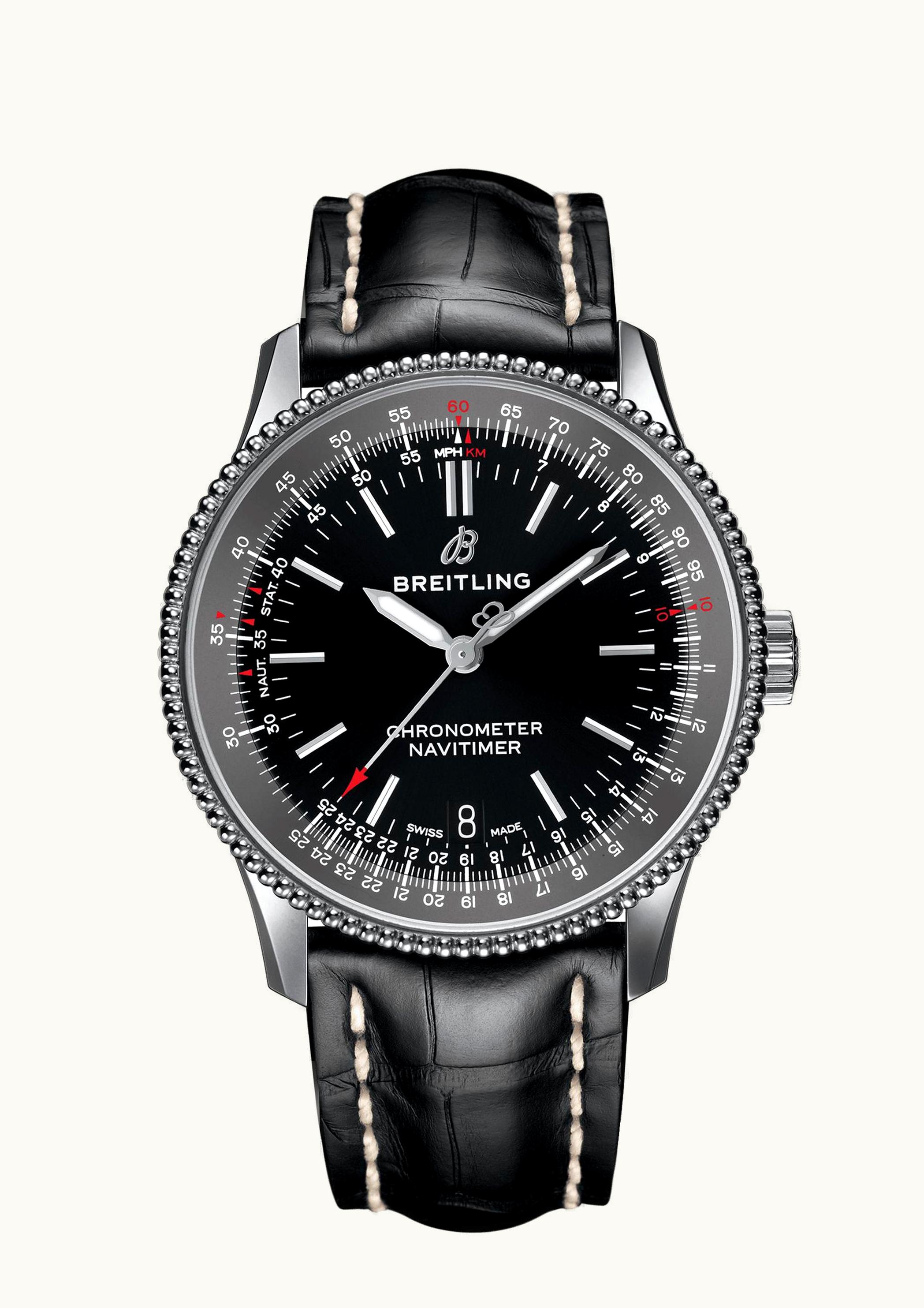 Breitling Navitimer 1 38 Automatic Stainless Steel / Black / Croco / Pin