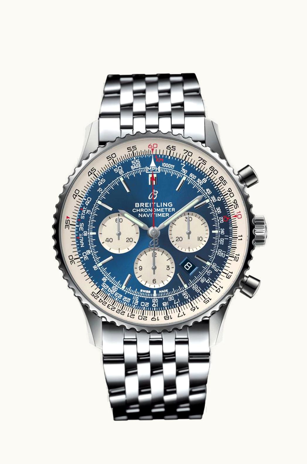 Breitling Navitimer 1 B01 Chronograph 46 Stainless Steel / Aurora Blue / Bracelet