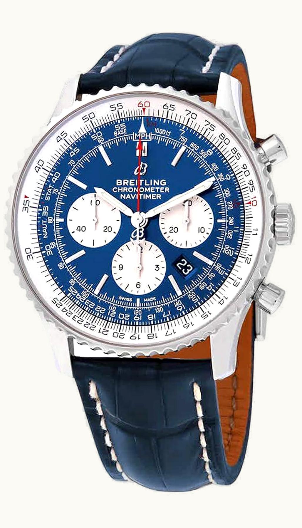 Breitling Navitimer 1 B01 Chronograph 46 Stainless Steel / Aurora Blue / Calf / Pin