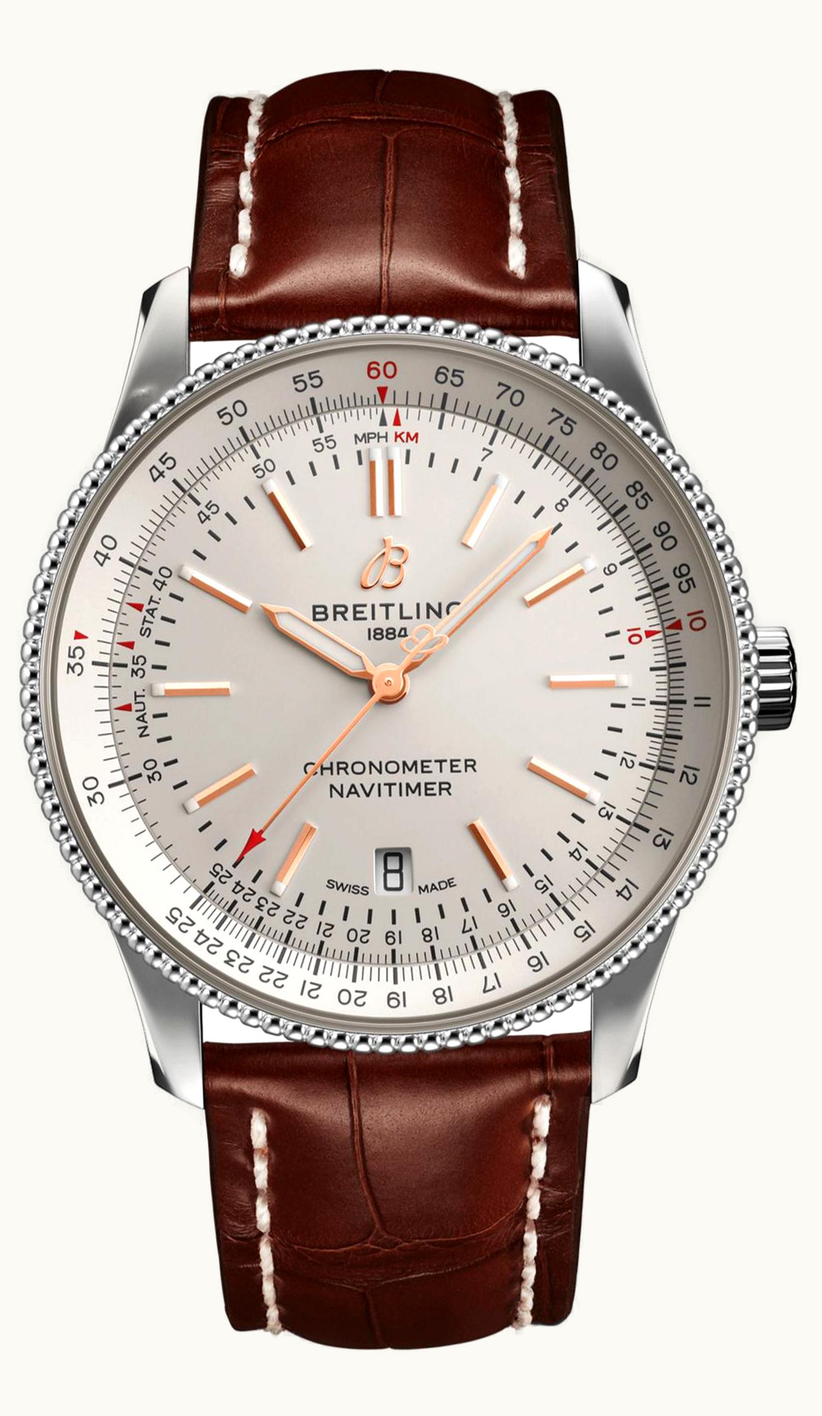 Breitling Navitimer Automatic 41 Automatic Stainless Steel / Silver / Croco / Folding