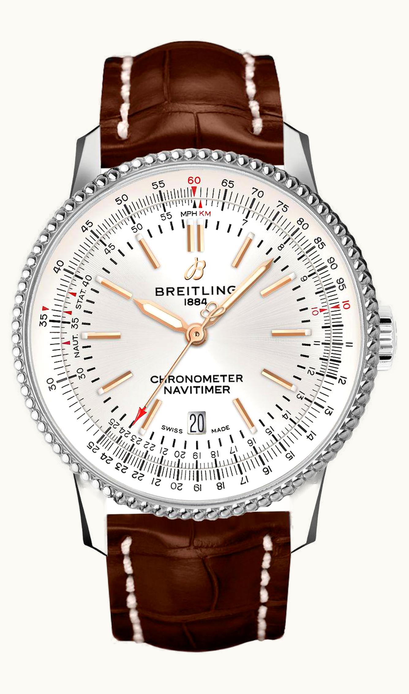 Breitling Navitimer Automatic 41 Automatic Stainless Steel / Silver / Croco / Pin