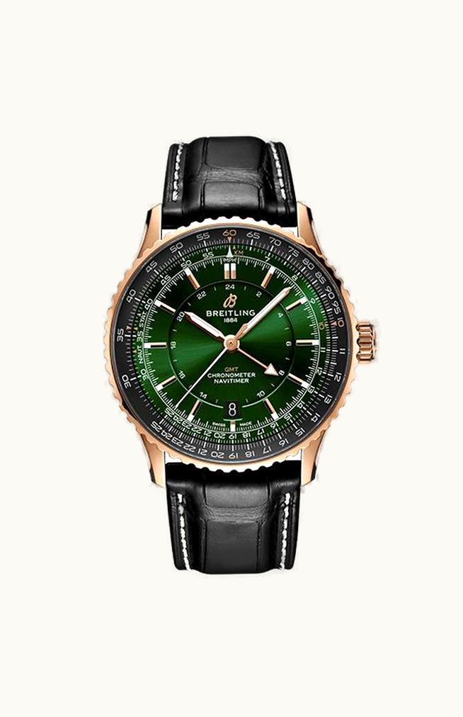 Breitling Navitimer 1 Chronograph GMT Stainless Steel / Black / Calf / Pin