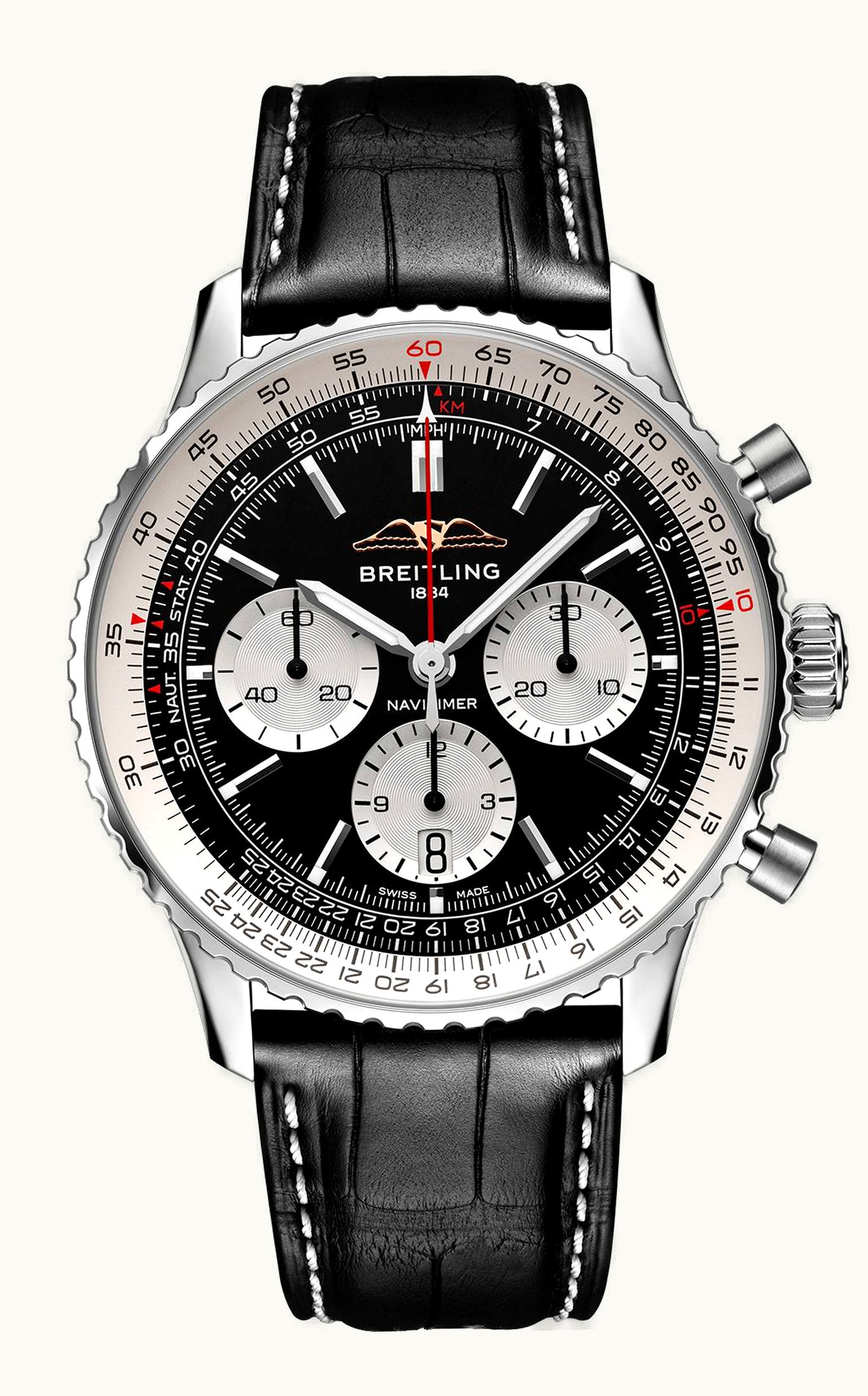 Breitling Navitimer B01 Chronograph 43 Stainless Steel / Black / Alligator - Folding