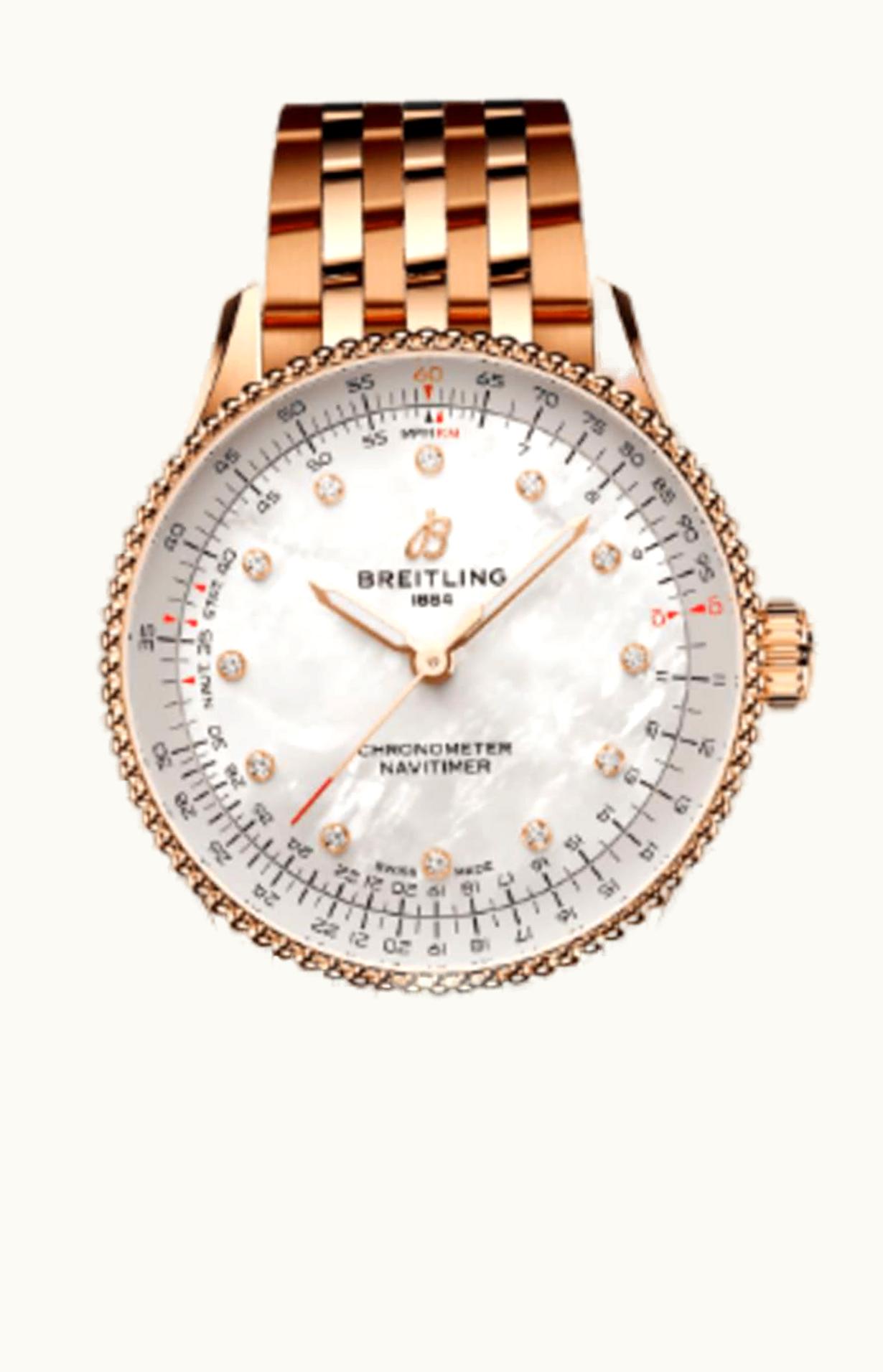 Breitling Navitimer Automatic 36 Red Gold / MOP / Bracelet