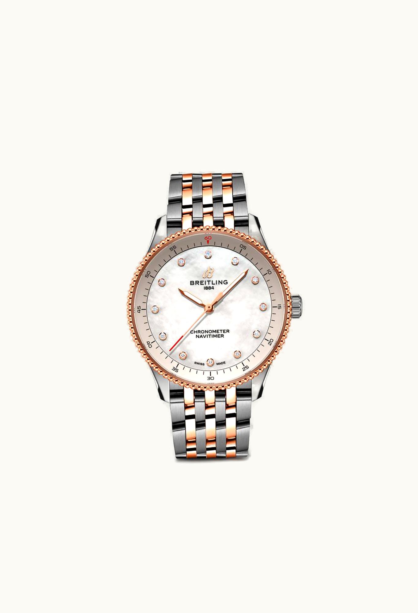 Breitling Navitimer Quartz 32 Stainless Steel - Red Gold / MOP / Bracelet