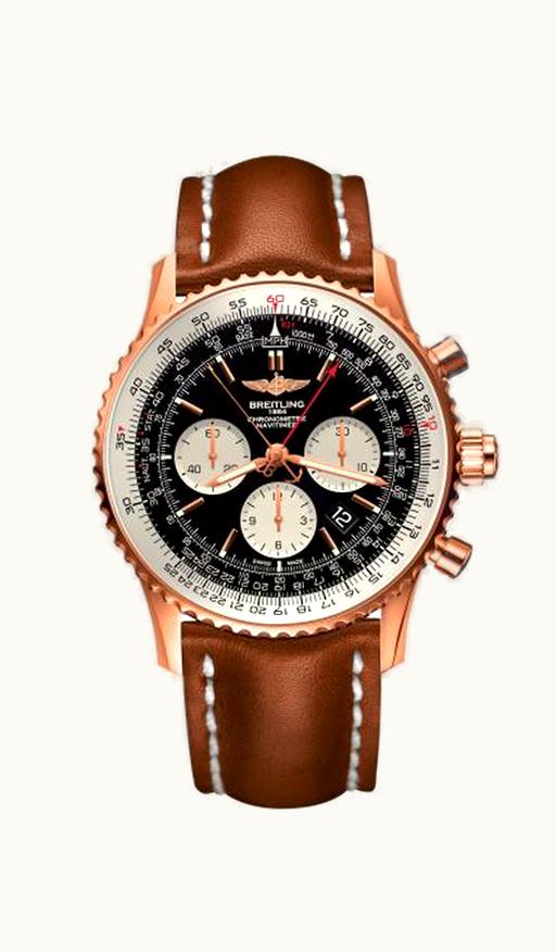 Breitling Navitimer 01 43 Red Gold / Black / Alligator / Pin