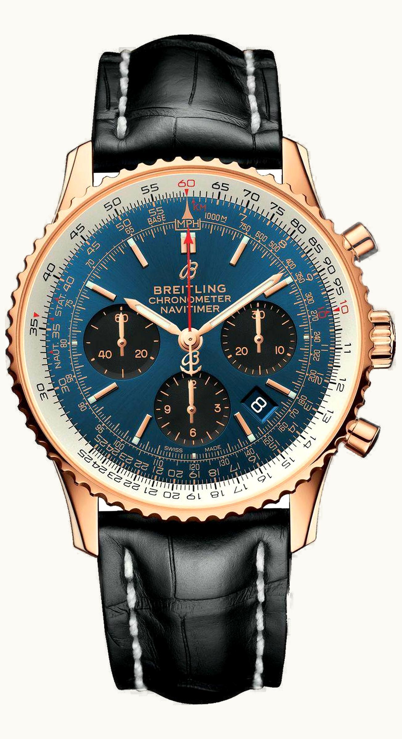 Breitling Navitimer 01 43 Stainless Steel / Blue Edition / Croco / Pin