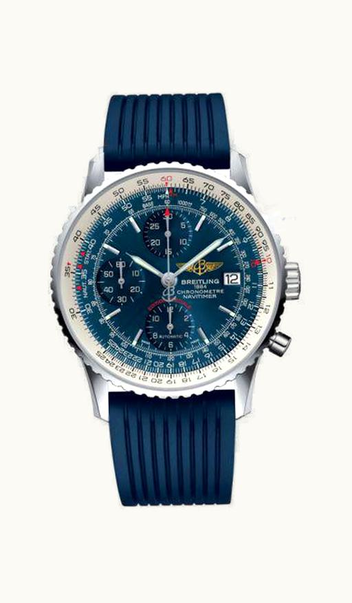Breitling Navitimer Heritage Stainless Steel / Aurora Blue / Rubber