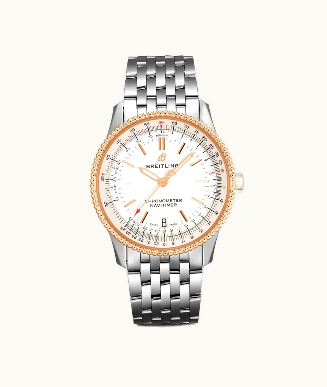 Breitling Navitimer 1 38 Automatic Stainless Steel / Red Gold / Silver / Bracelet