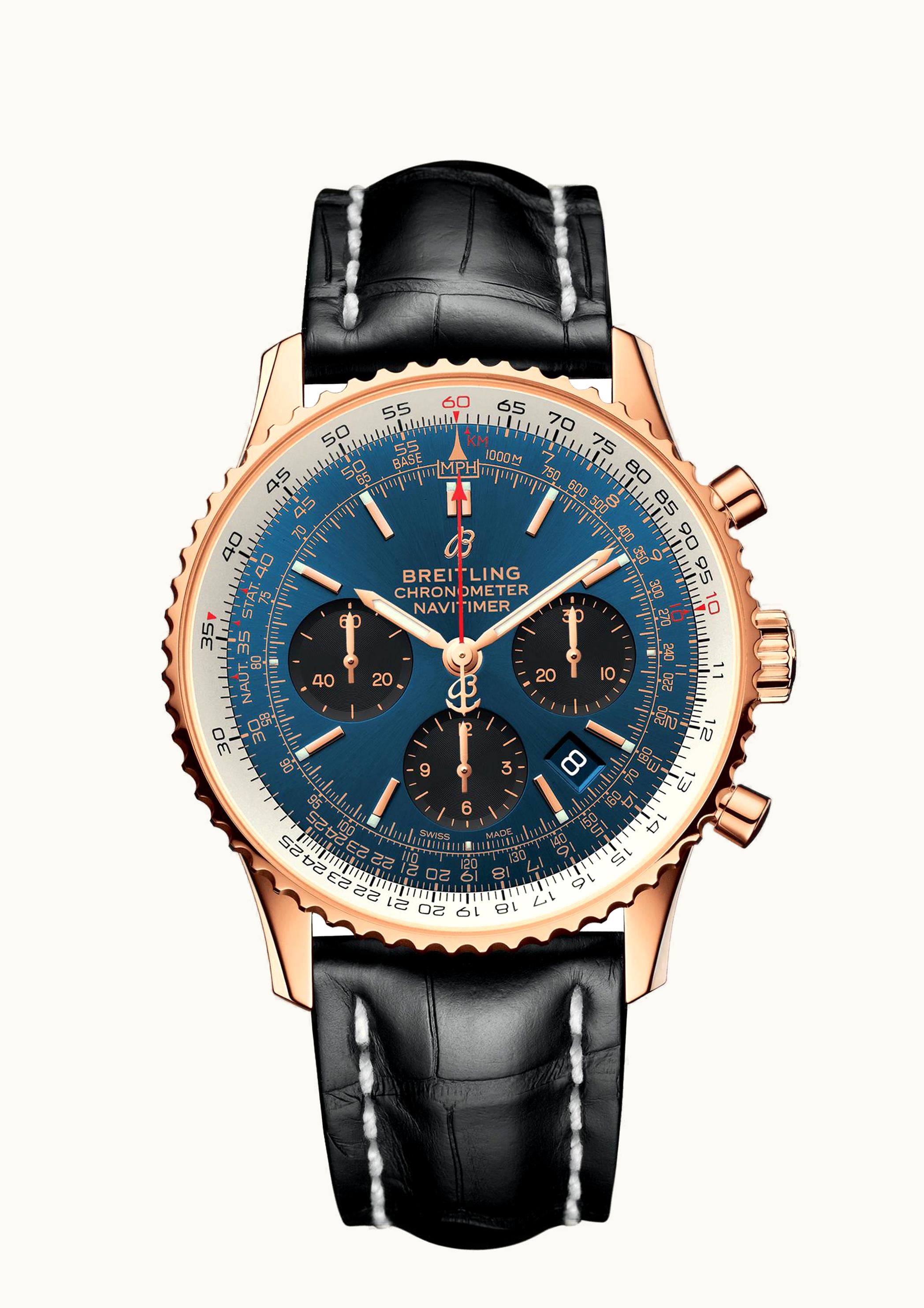 Breitling Navitimer 1 B01 Chronograph 43 Red Gold / Blue / Croco / Pin