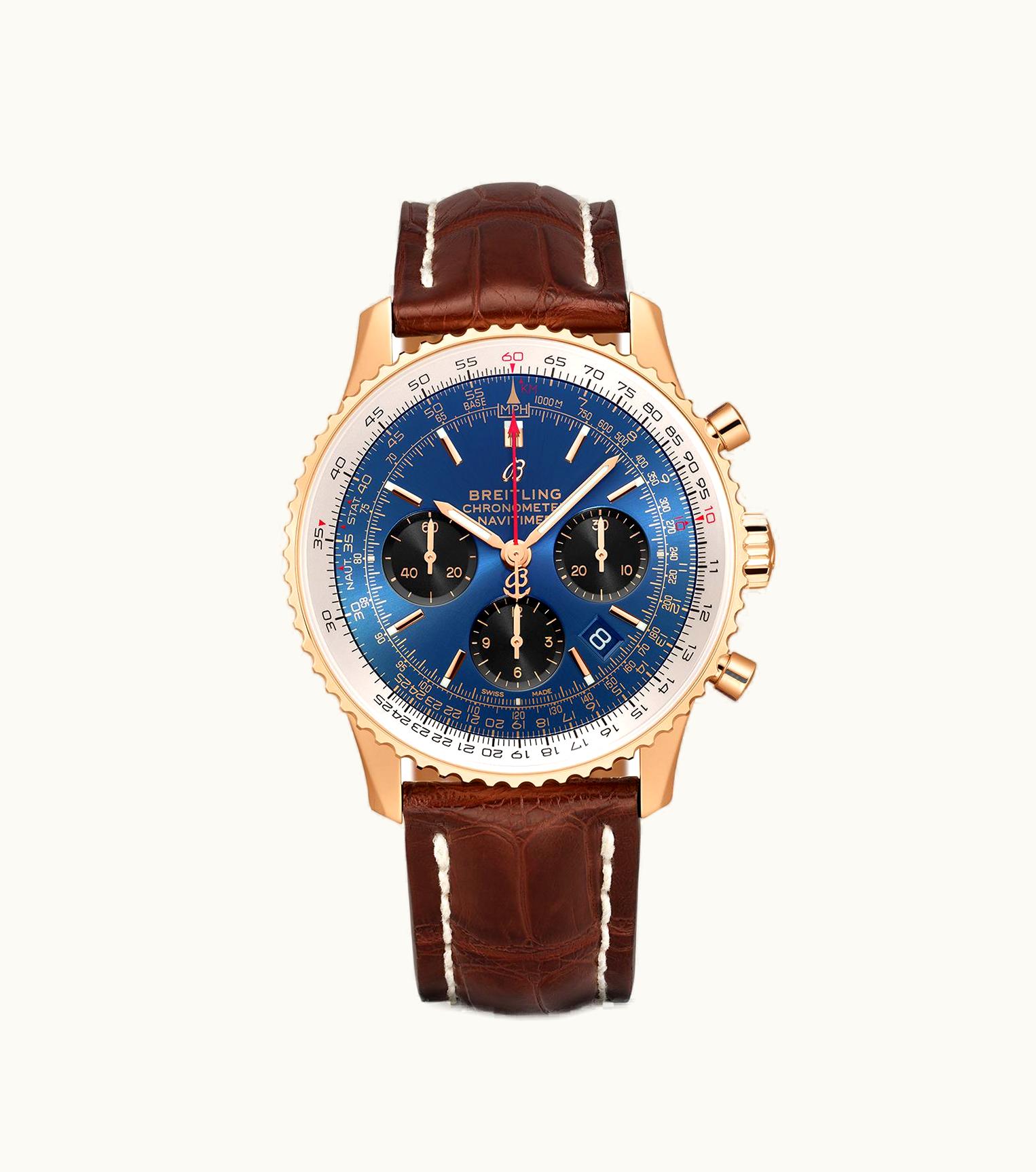 Breitling Navitimer 1 B01 Chronograph 43 Red Gold / Blue / Croco / Pin