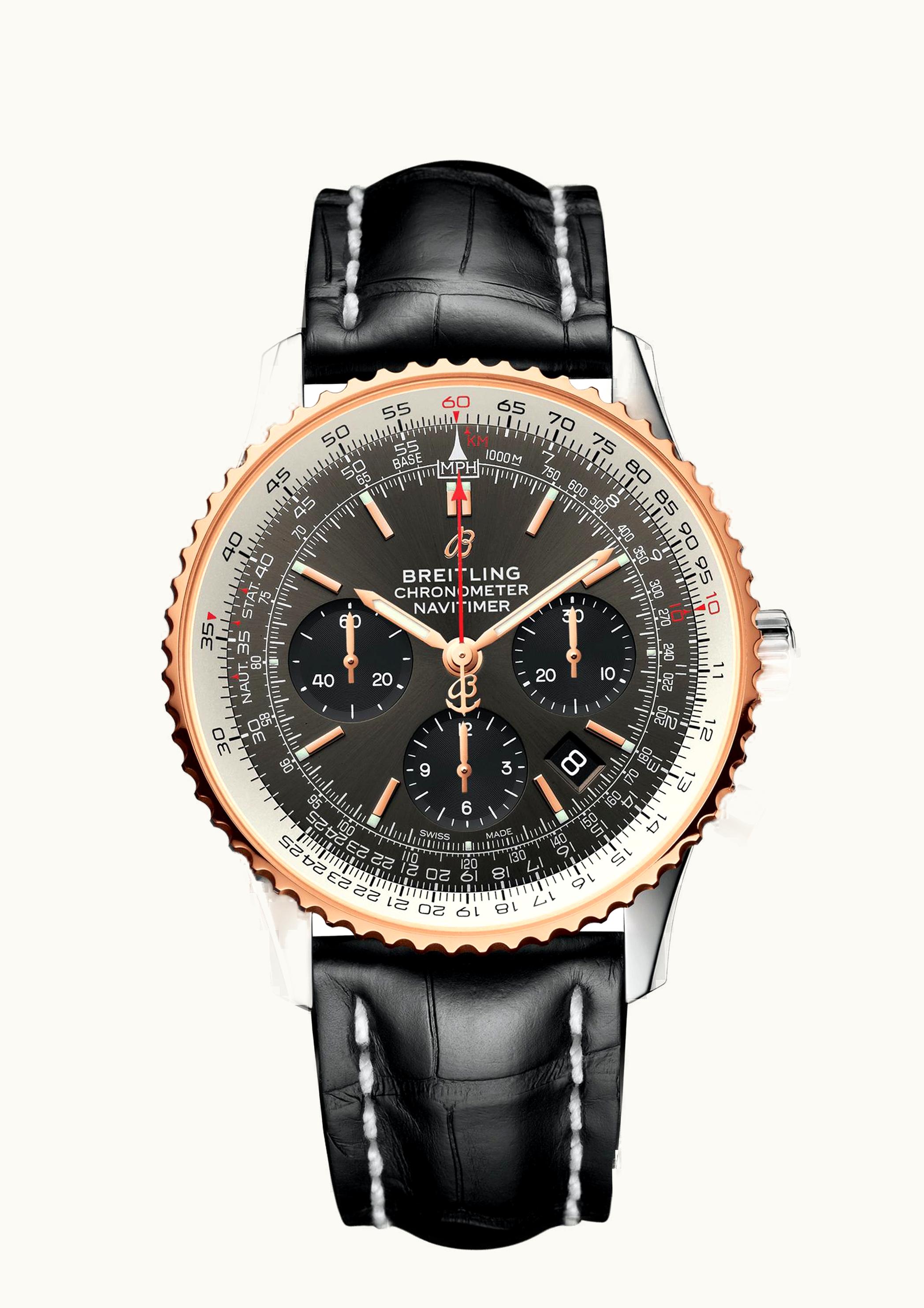 Breitling Navitimer 1 B01 Chronograph 43 Stainless Steel / Red Gold / Grey / Croco / Pin