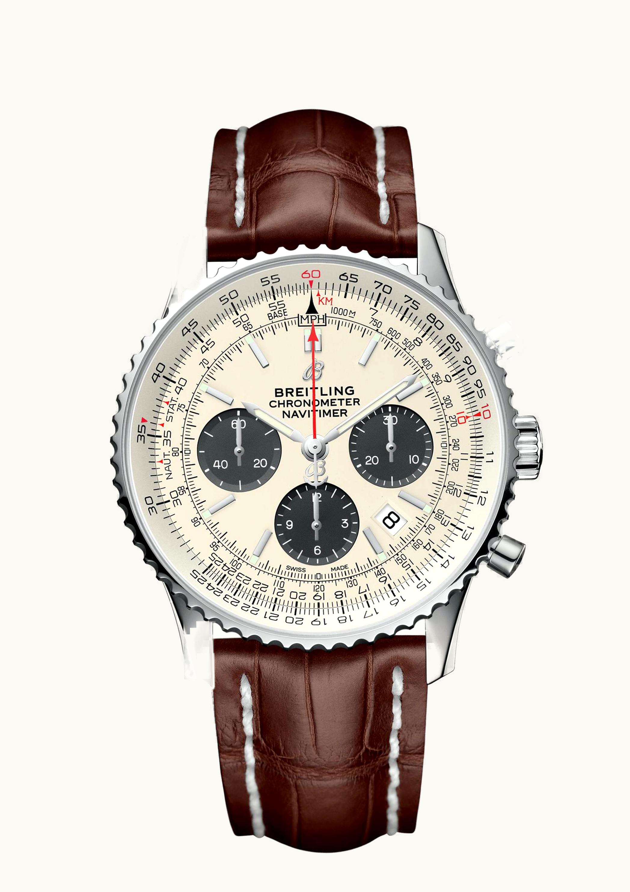 Breitling Navitimer 1 B01 Chronograph 43 Stainless Steel / Silver / Croco / Pin