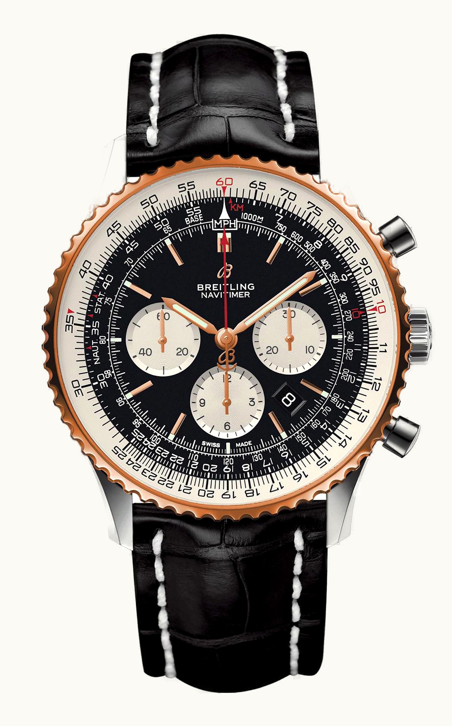 Breitling Navitimer 1 B01 Chronograph 46 Stainless Steel / Red Gold / Black / Croco / Pin