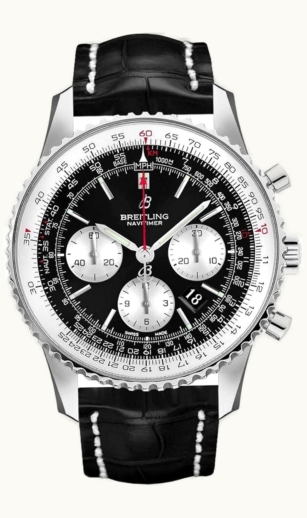 Breitling Navitimer 1 B01 Chronograph 46 Stainless Steel / Black / Croco / Pin