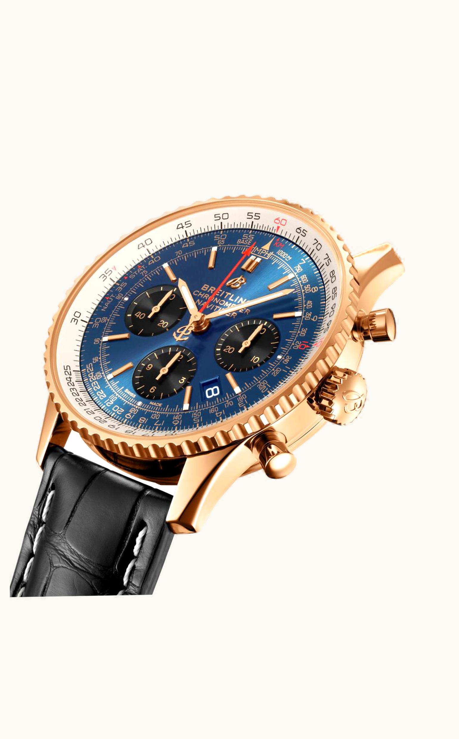 Breitling Navitimer 1 B01 Chronograph 43 Red Gold / Blue / Croco / Folding