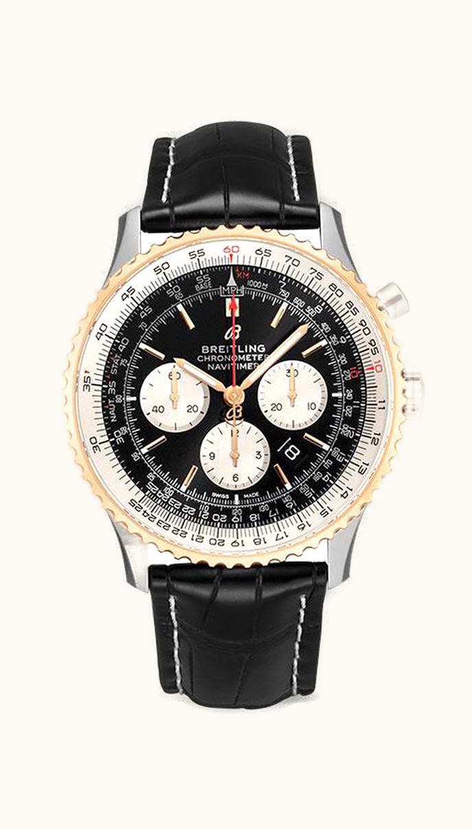 Breitling Navitimer 1 B01 Chronograph 46 Stainless Steel / Red Gold / Black / Croco / Folding