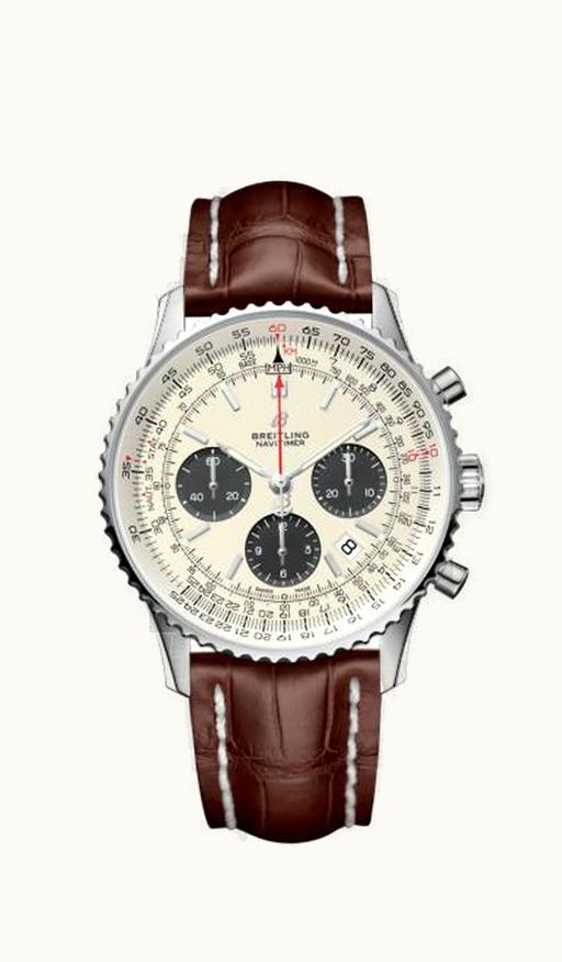 Breitling Navitimer 1 B01 Chronograph 43 Stainless Steel / Silver / Croco / Folding