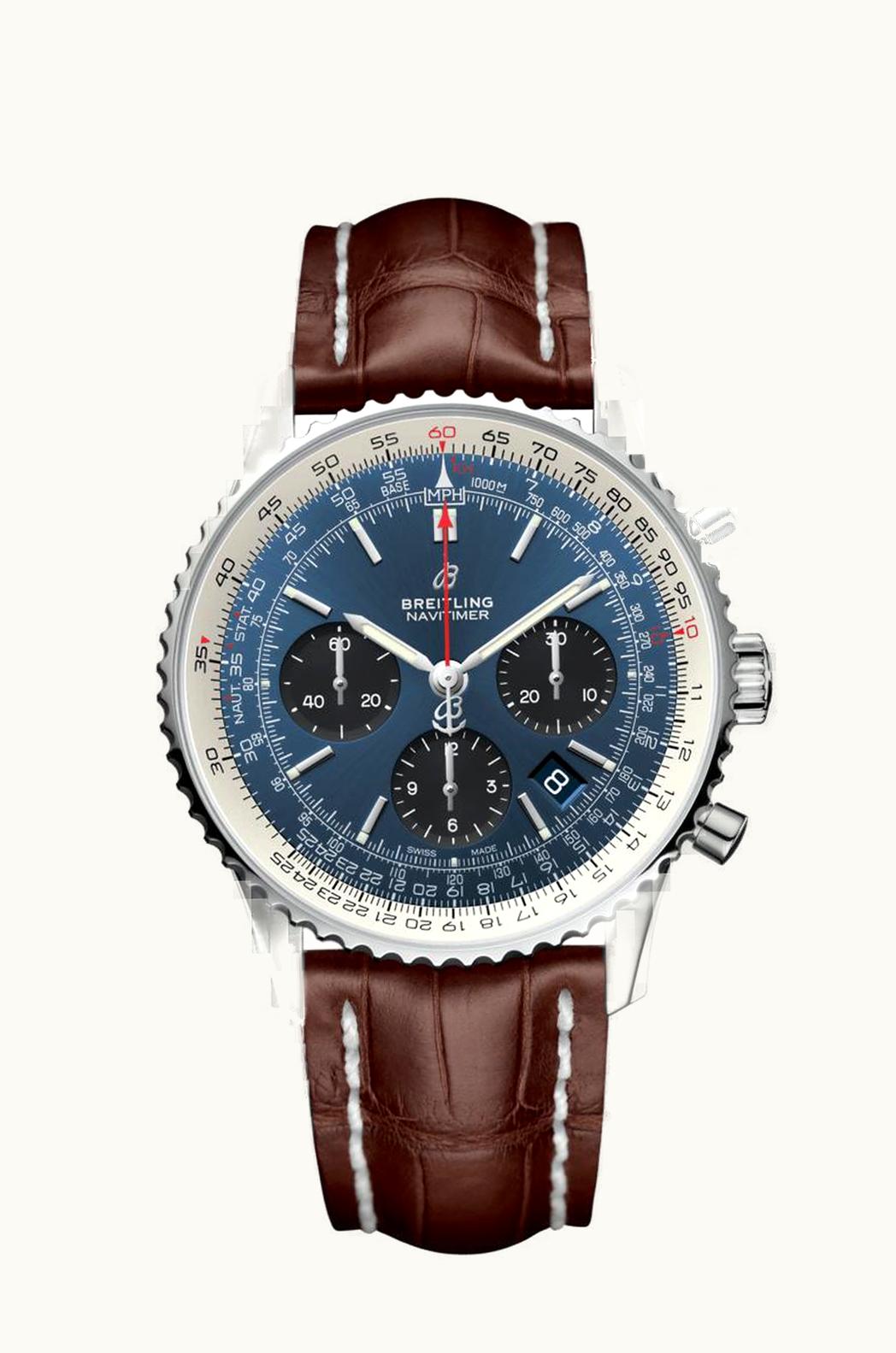 Breitling Navitimer 1 B01 Chronograph 43 Stainless Steel / Blue / Croco / Pin
