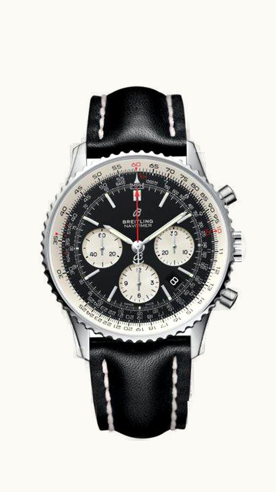Breitling Navitimer 1 B01 Chronograph 43 Stainless Steel / Black / Croco /  Folding