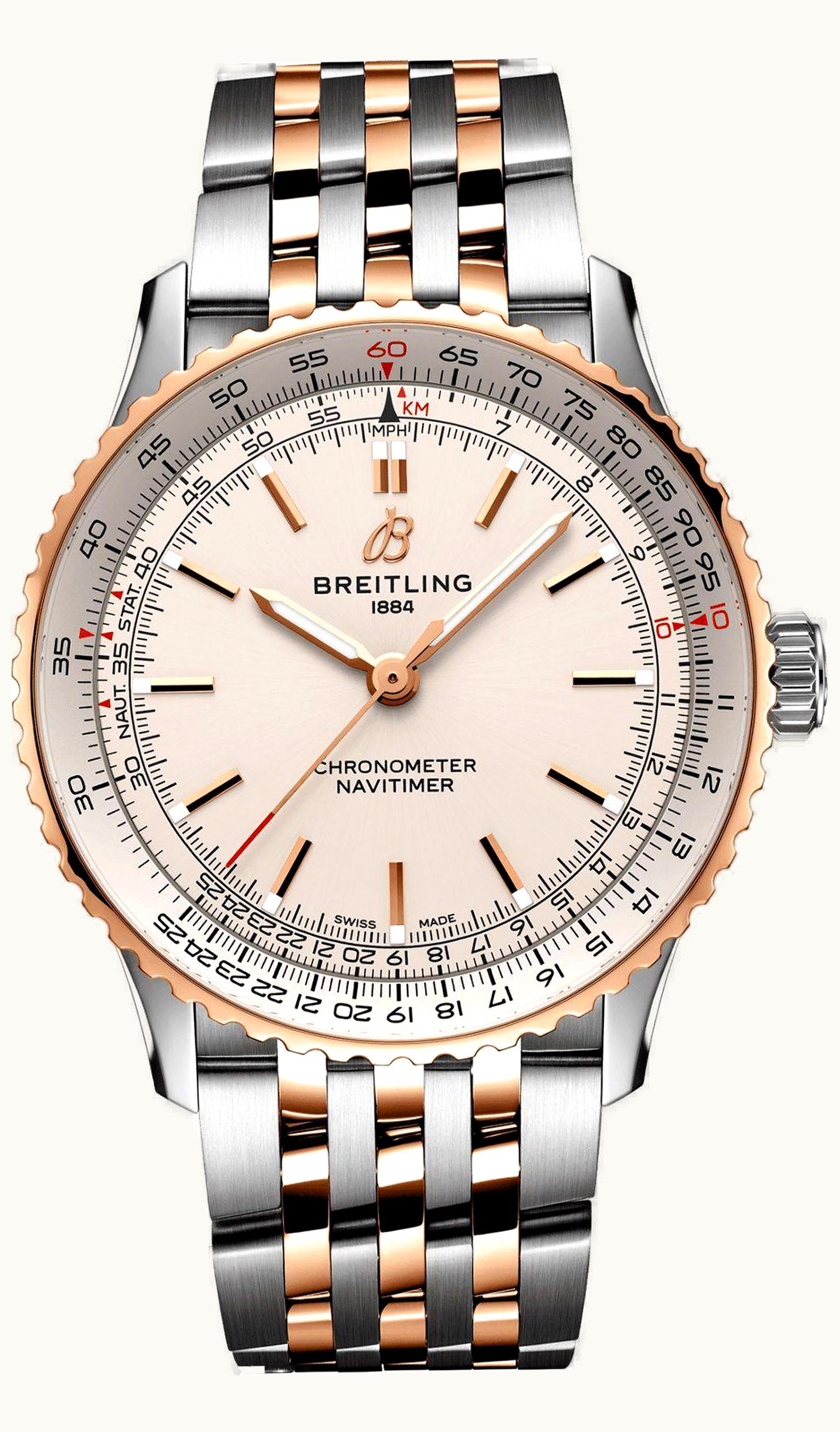 Breitling Navitimer Rattrapante Stainless Steel / Panamerican Bronze / Croco / Folding