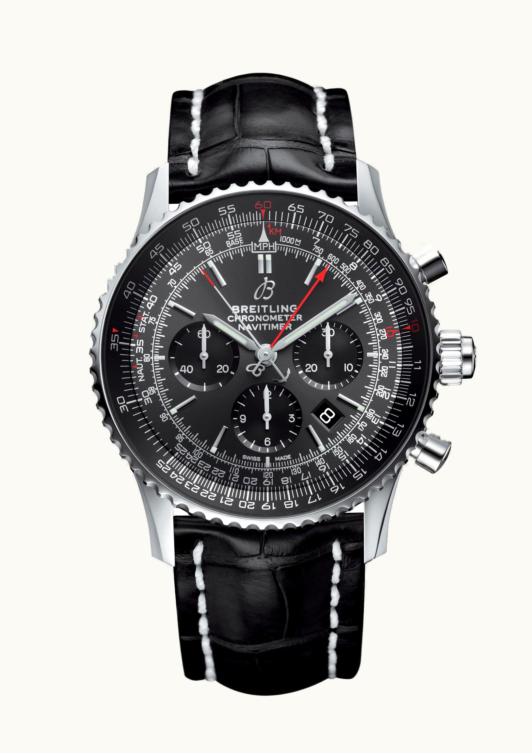 Breitling Navitimer Rattrapante Stainless Steel / Stratos Gray / Croco / Folding / Boutique Edition