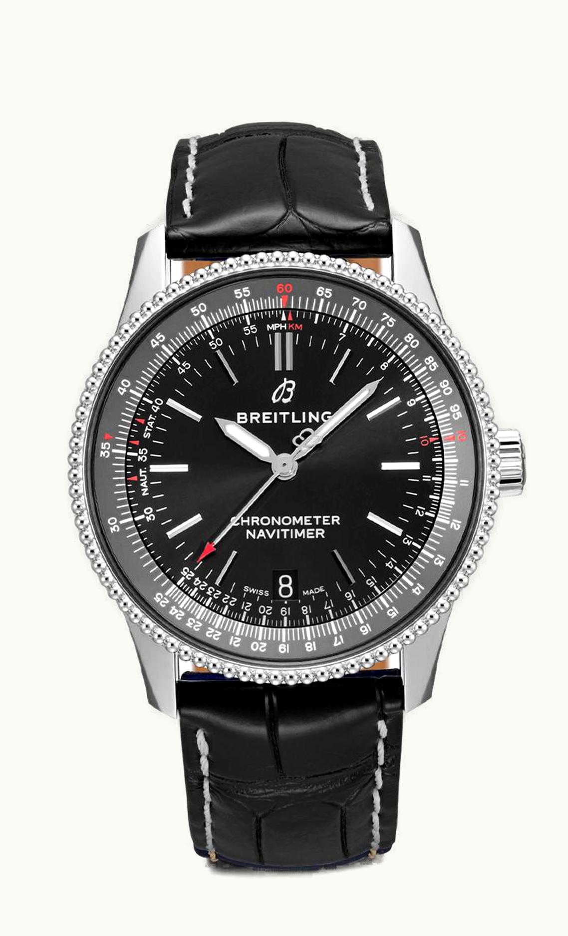 Breitling Navitimer 1 38 Automatic Stainless Steel / Black / Croco / Folding