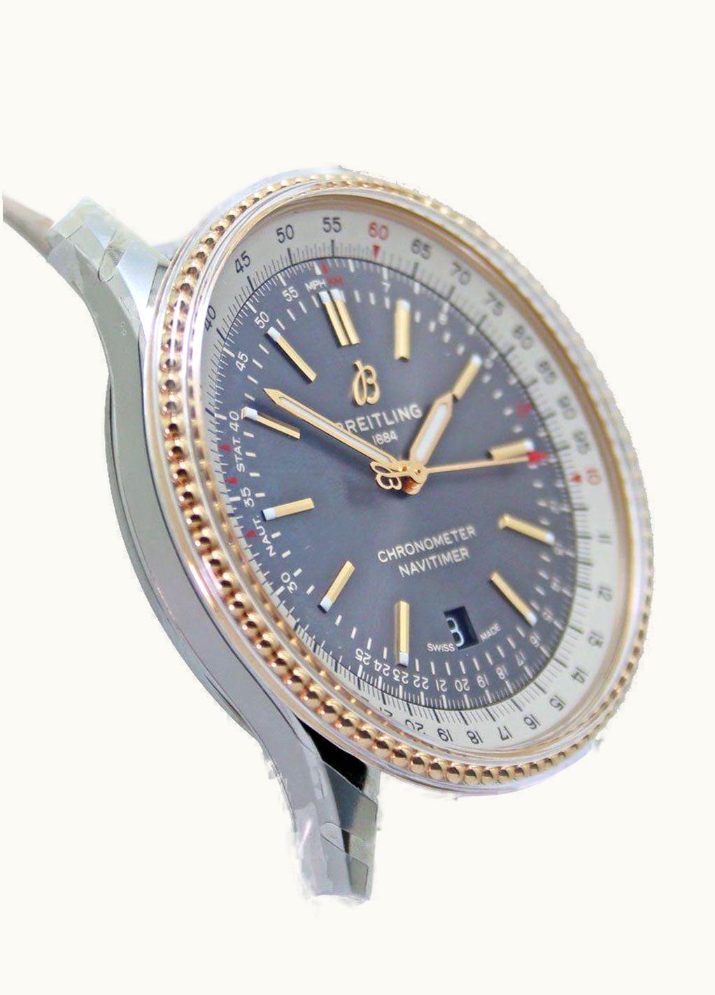 Breitling Navitimer Automatic 41 Automatic Stainless Steel / Rose Gold / Grey / Croco / Folding