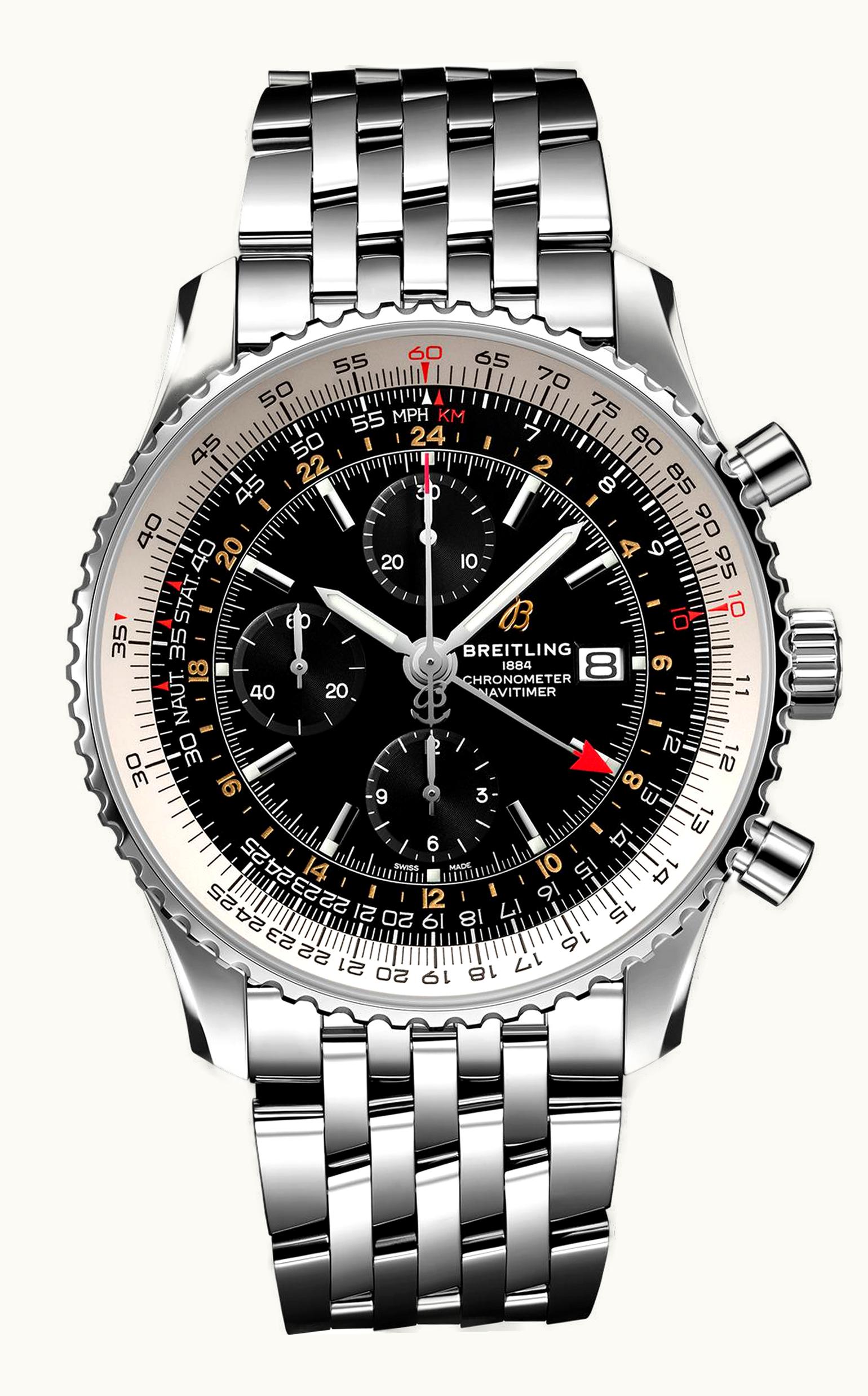 Breitling Navitimer 1 Chronograph GMT 46 Stainless Steel / Black / Bracelet