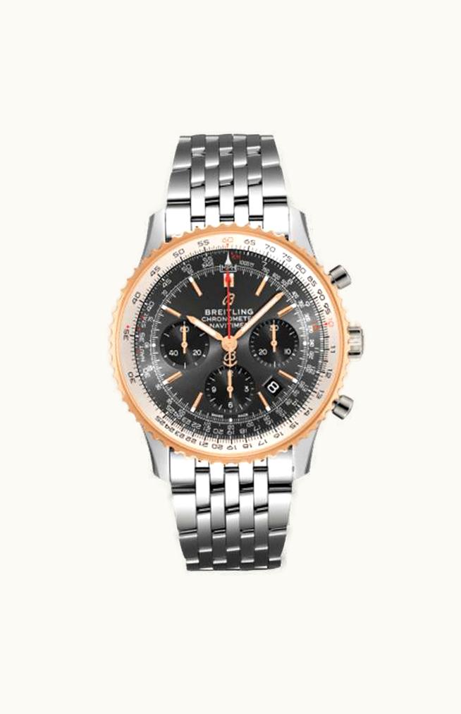 Breitling Navitimer 1 B01 Chronograph 43 Stainless Steel / Red Gold / Grey / Croco / Pin