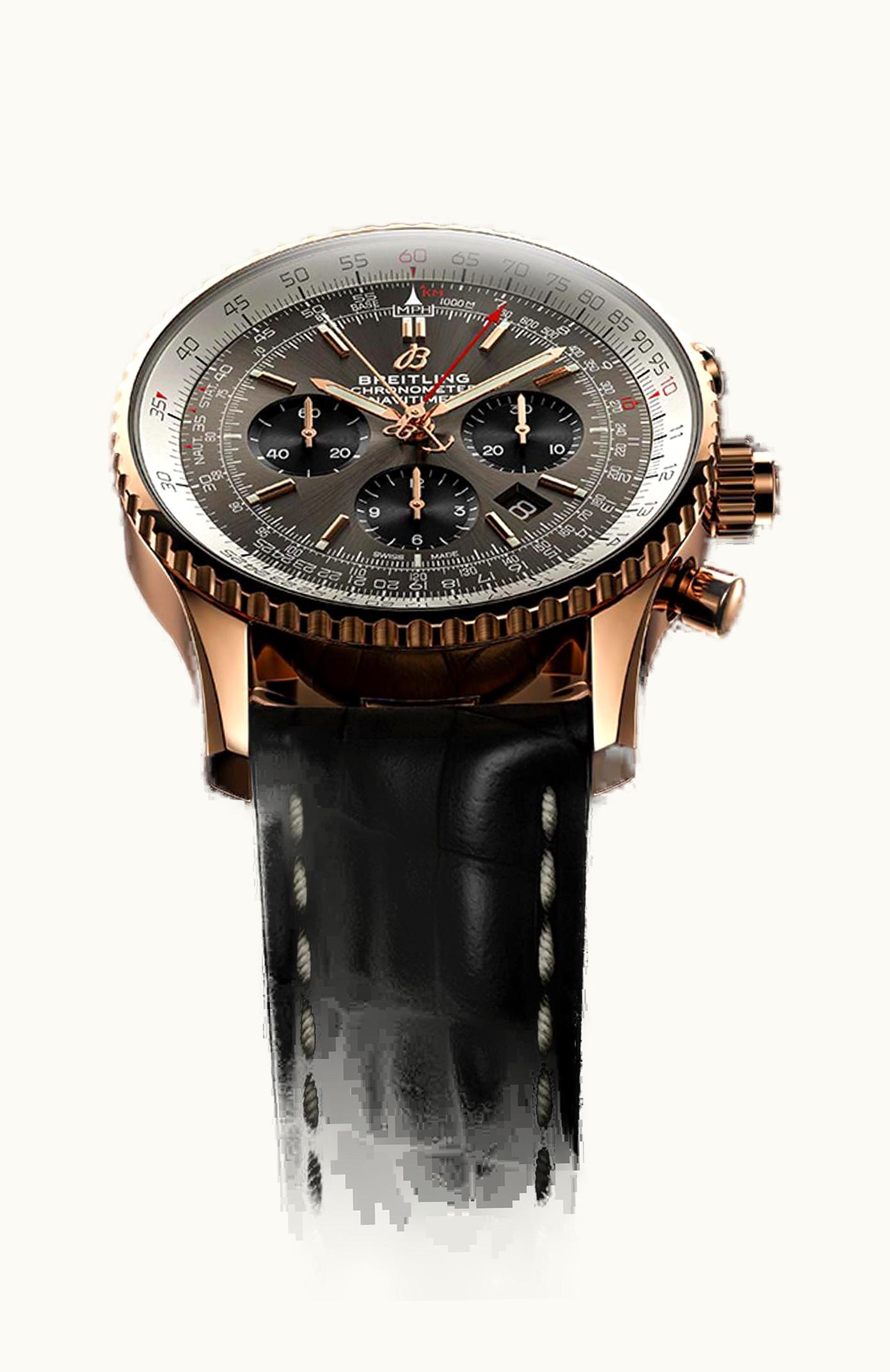 Breitling Navitimer Rattrapante Red Gold / Stratos Grey / Alligator