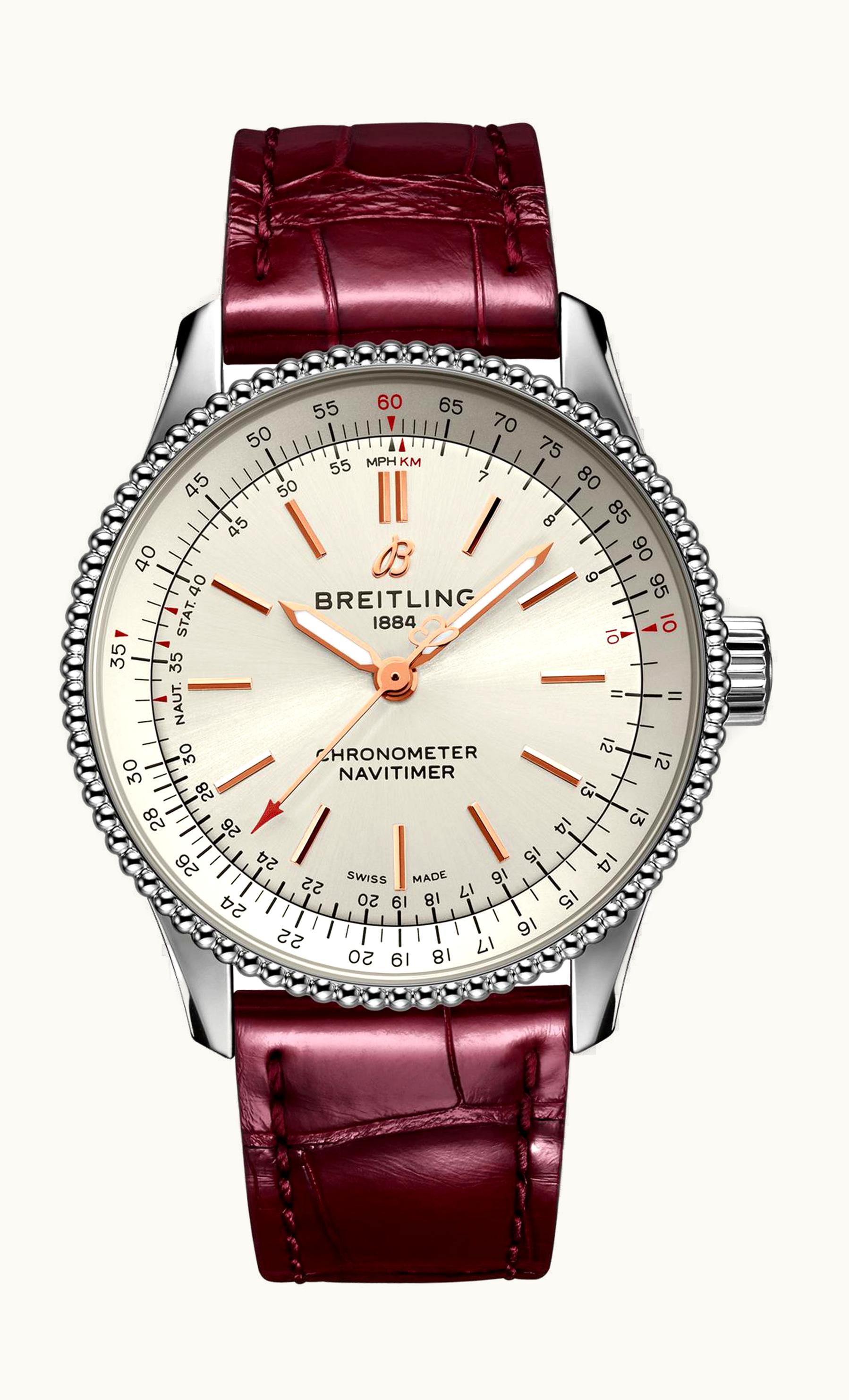 Breitling Navitimer 1 35 Automatic Stainless Steel / Silver / Croco / Folding