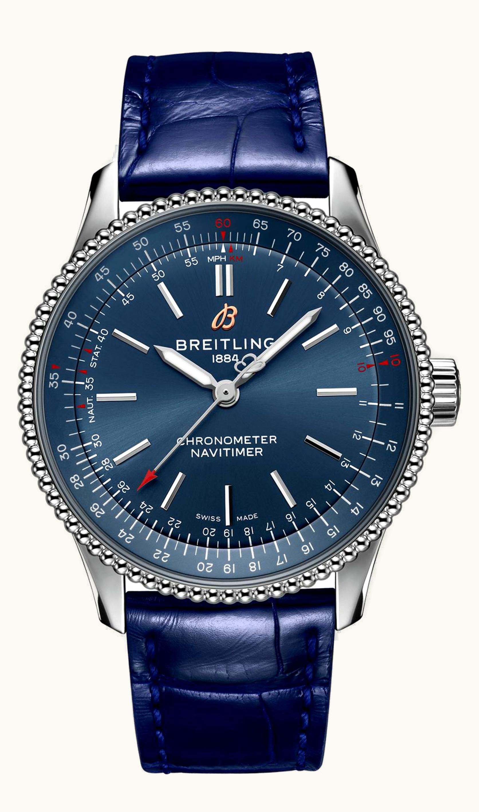 Breitling Navitimer 1 35 Automatic Stainless Steel / Blue / Croco / Pin