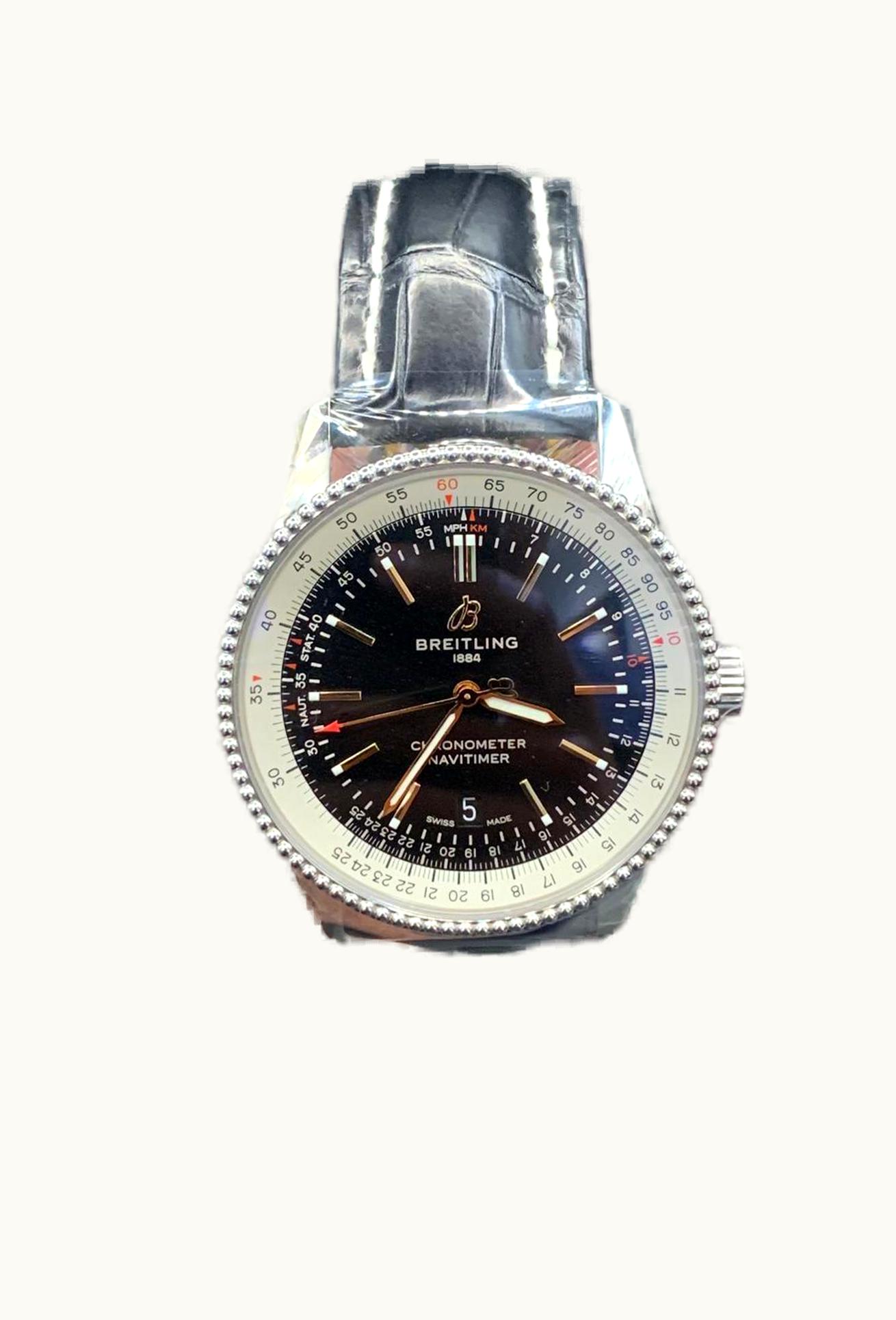 Breitling Navitimer Automatic 41 Automatic Stainless Steel / Blue / Croco / Folding