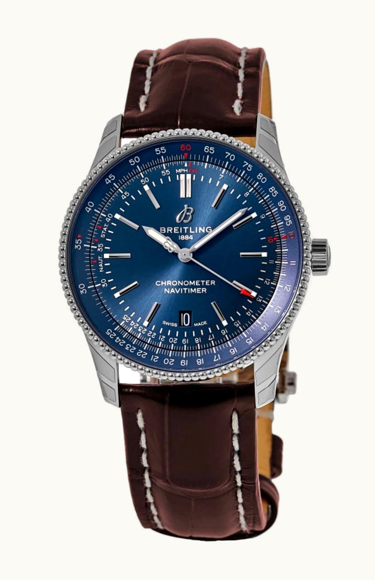 Breitling Navitimer Automatic 41 Automatic Stainless Steel / Blue / Croco / Folding